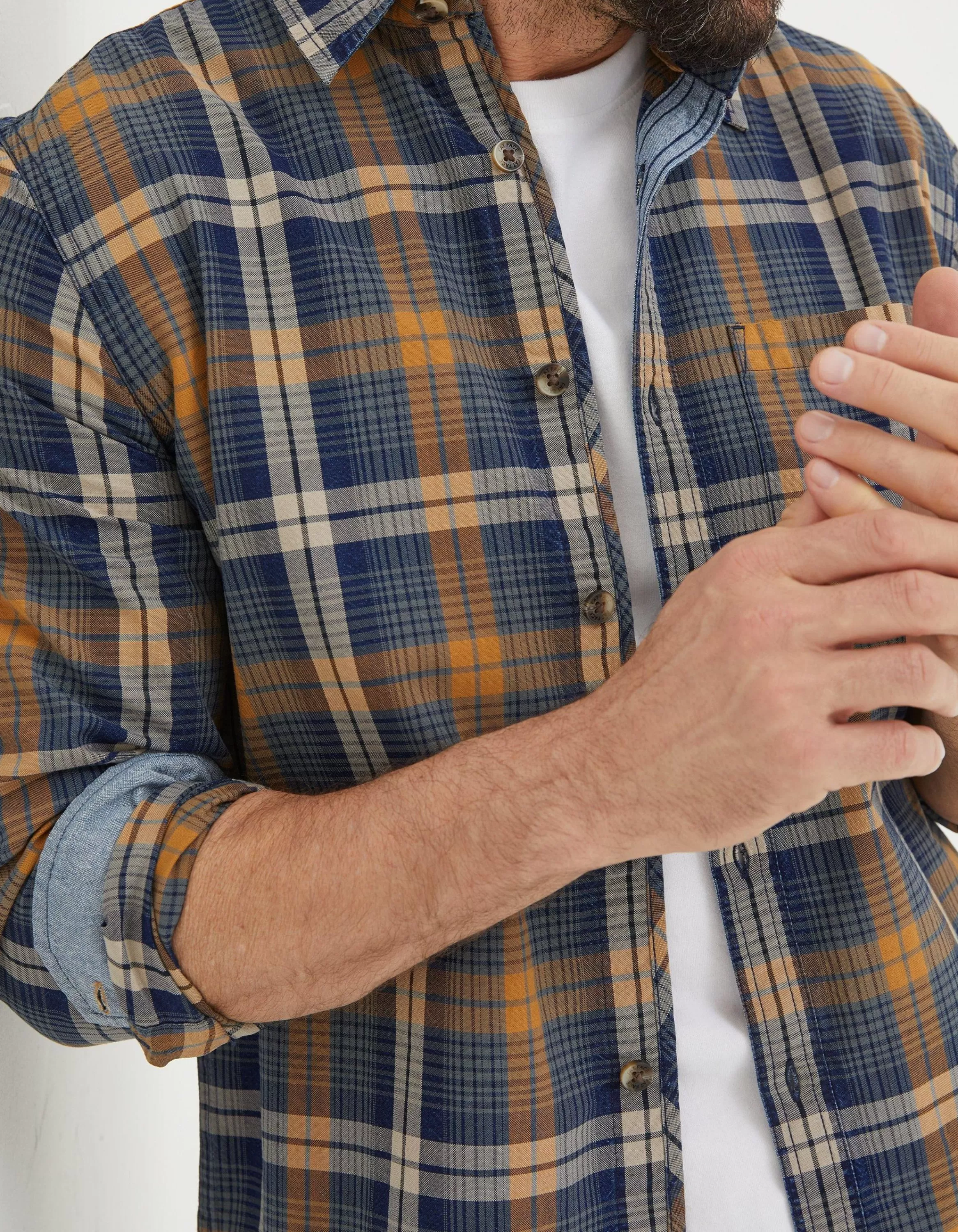 Cheap FatFace Bonby Indigo Check Shirt Navy