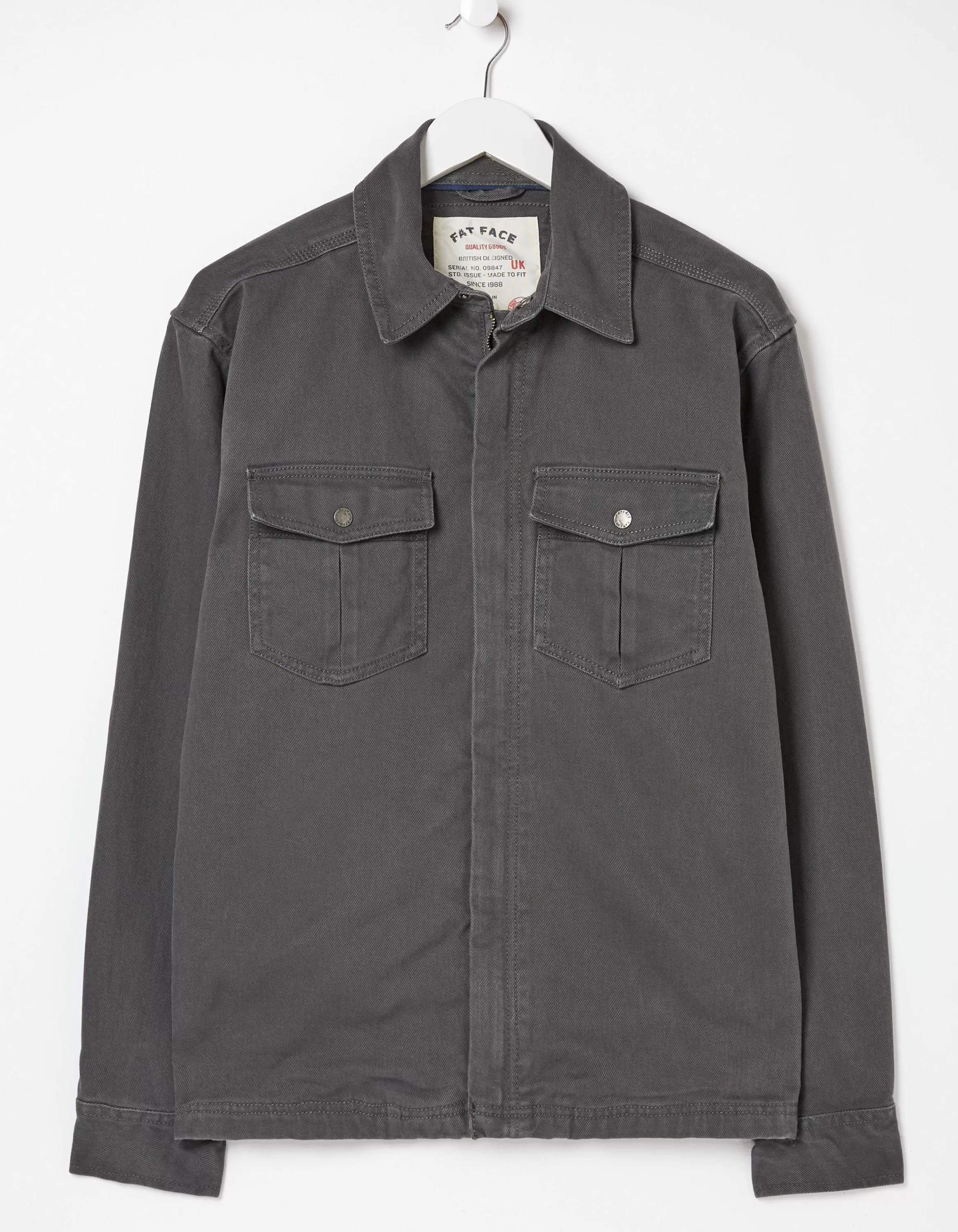 Hot FatFace Bowd Zip Front Overshirt Dark Grey