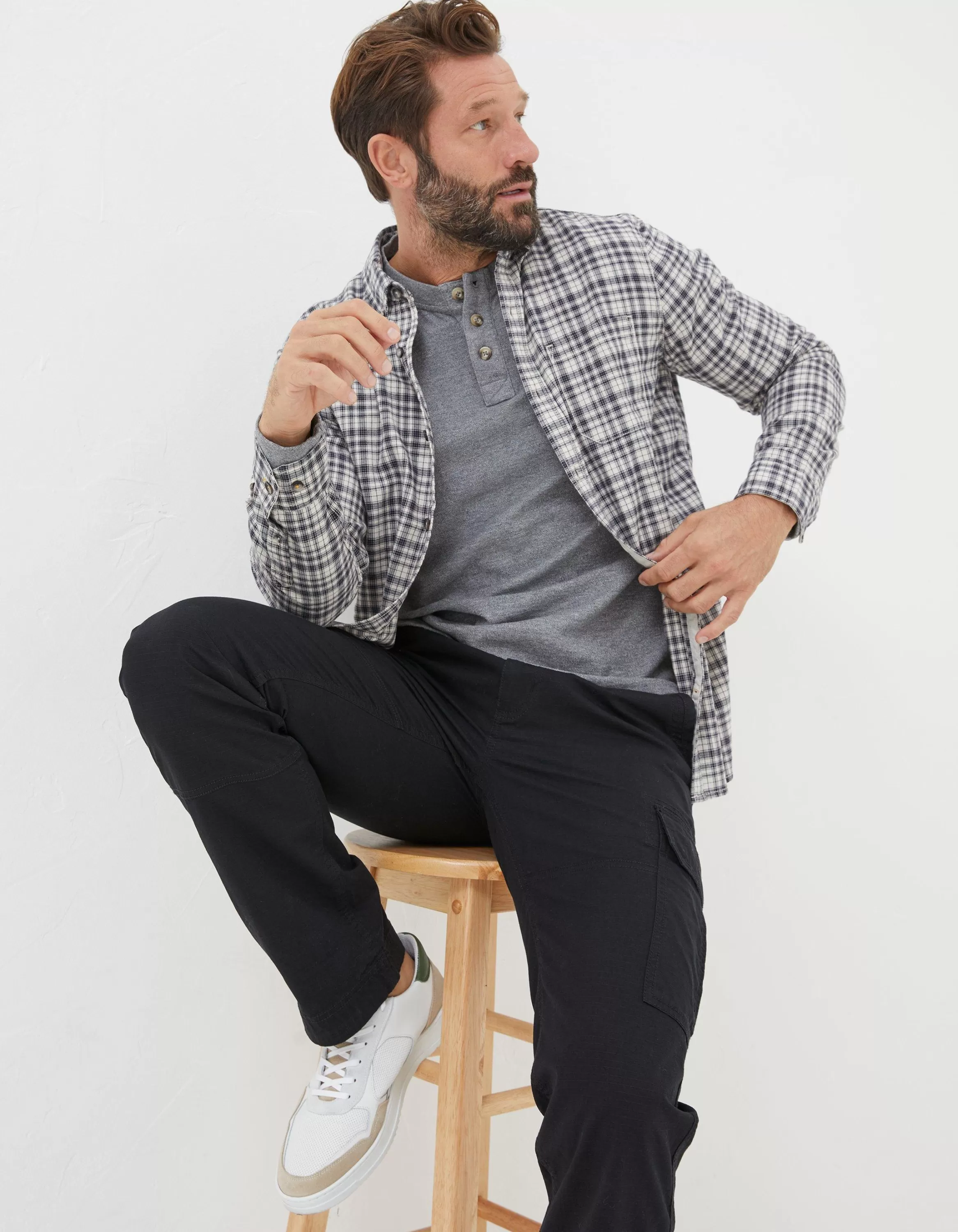 Online FatFace Bowes Check Shirt Black