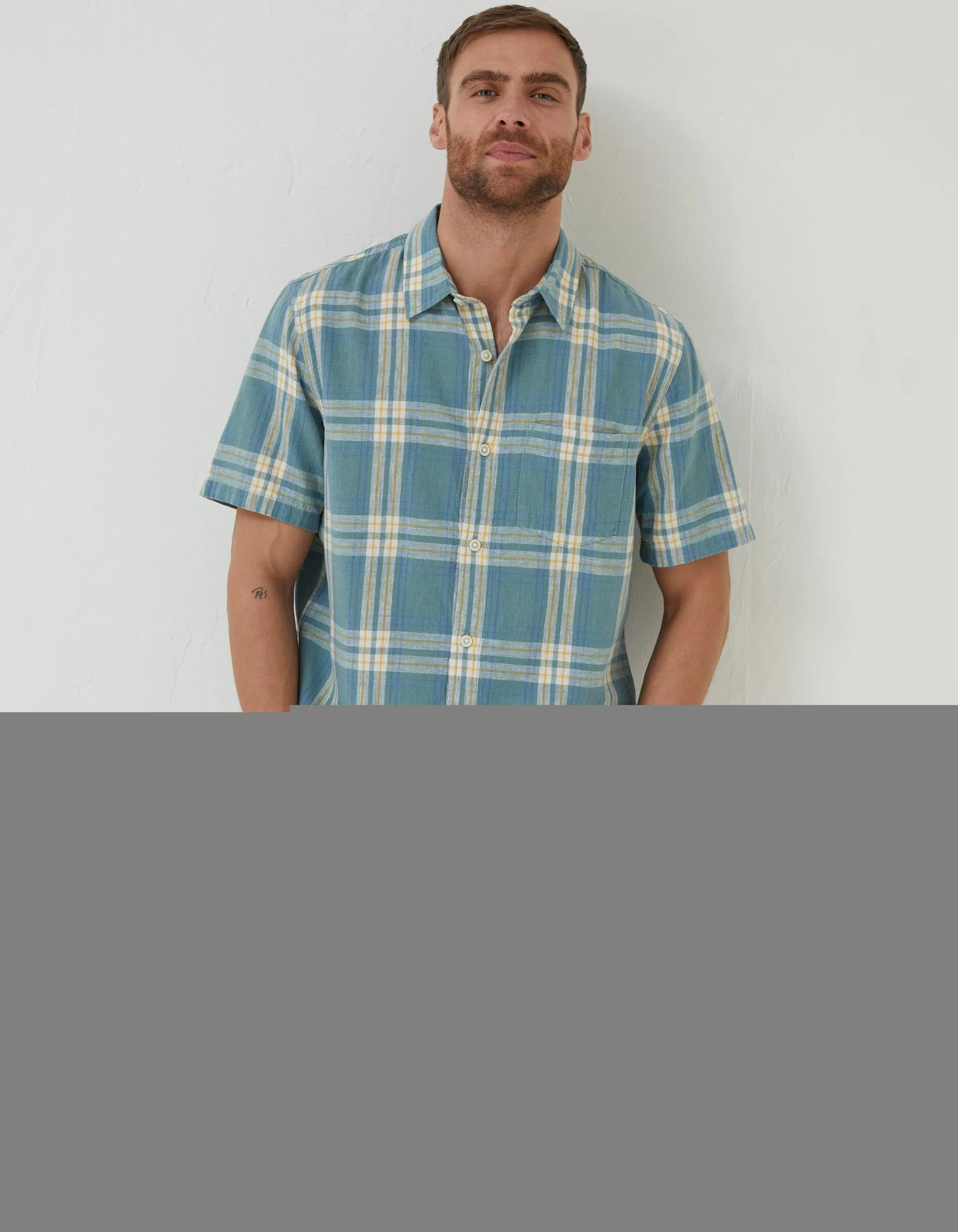 Clearance FatFace Braddock Check Shirt Duck Egg