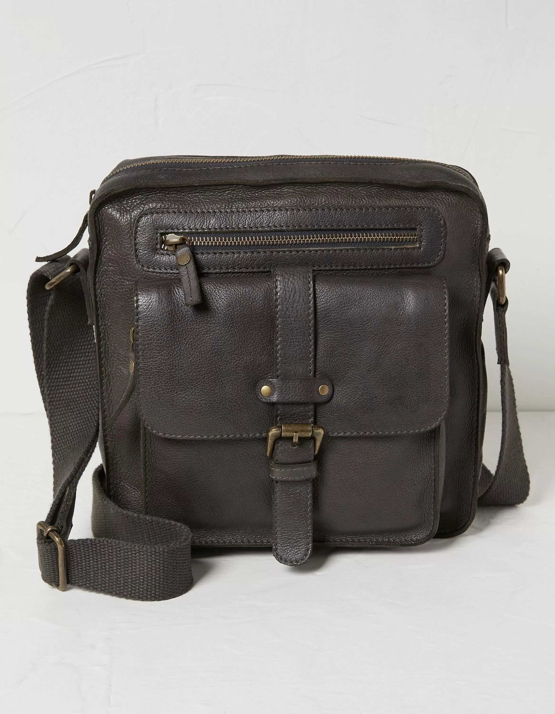 Sale FatFace Bramdean Leather Crossbody Bag Charcoal Grey