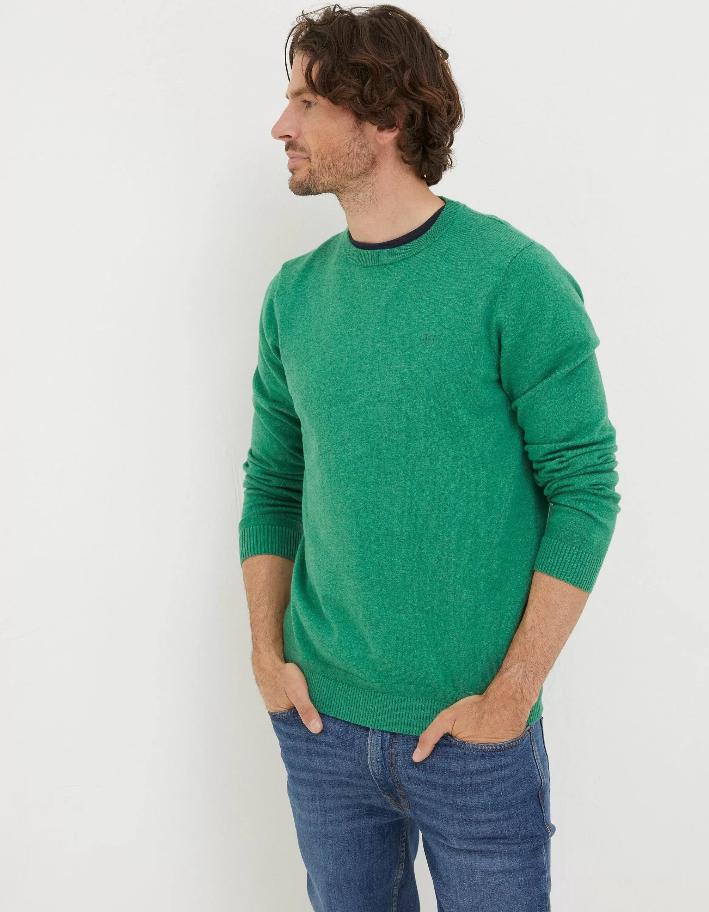 Discount FatFace Braunton Crew Jumper Green