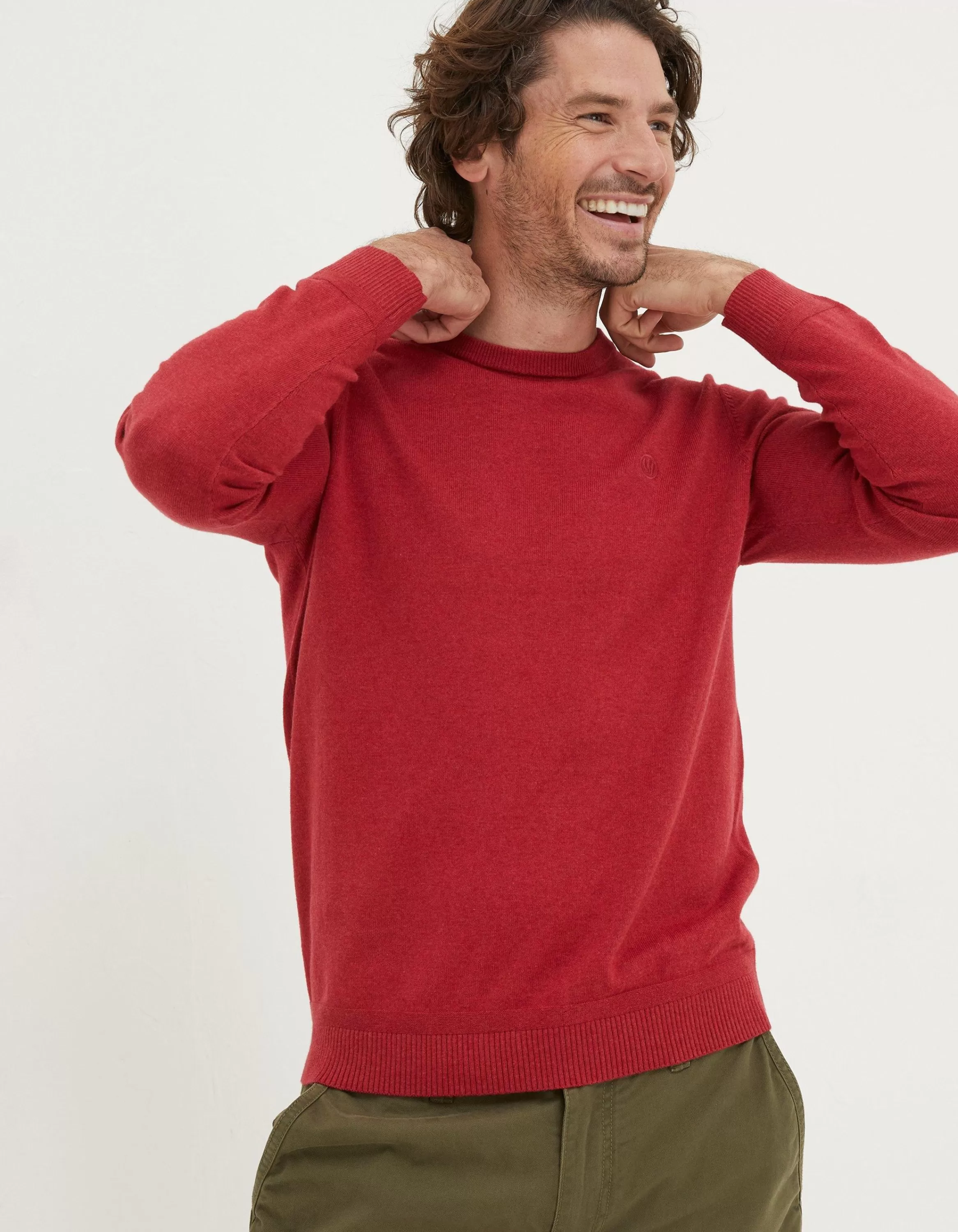 Cheap FatFace Braunton Crew Jumper Washed Red