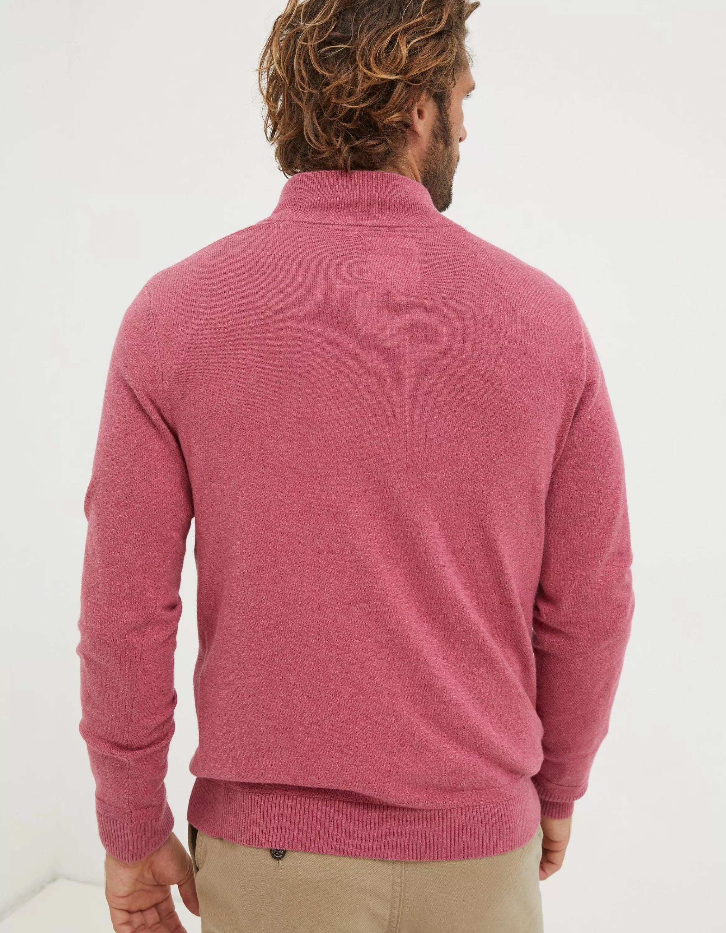 Cheap FatFace Braunton Half Neck Jumper Rose Pink