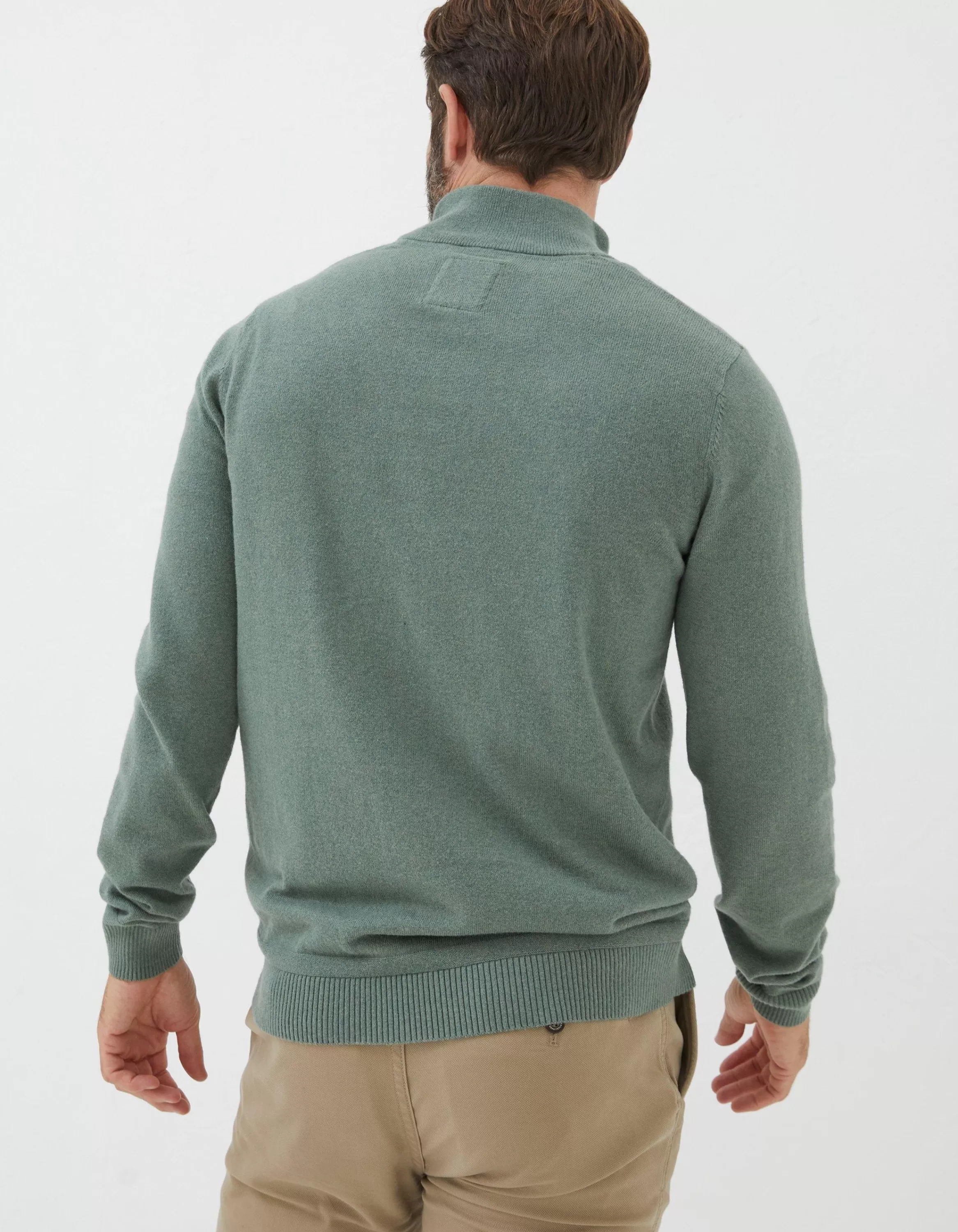 Discount FatFace Braunton Half Neck Jumper Green Haze