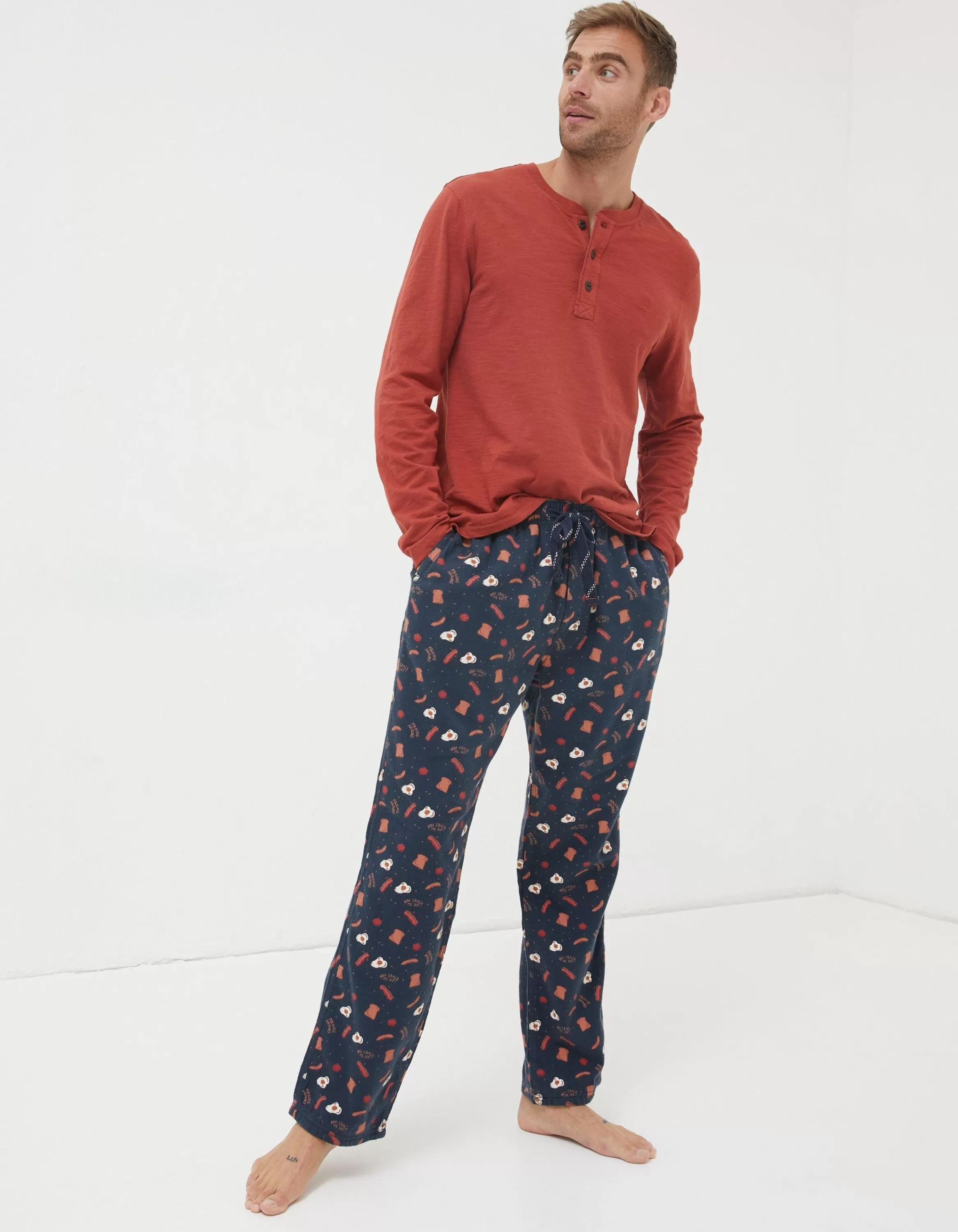 Clearance FatFace Breakfast Print Pyjama Bottoms Navy