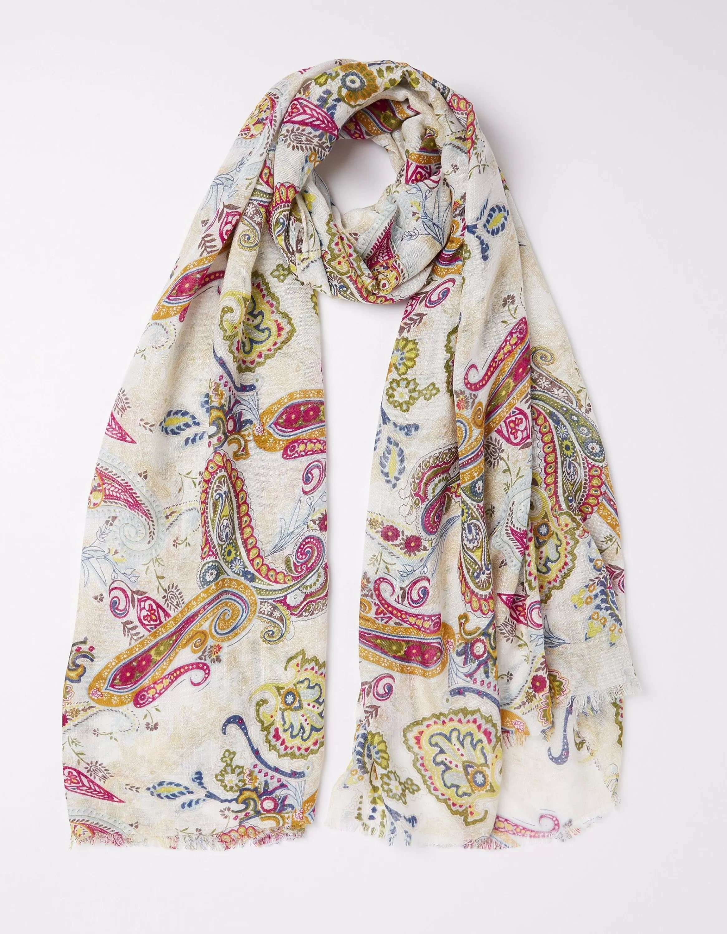 Clearance FatFace Bright Paisley Scarf Ivory