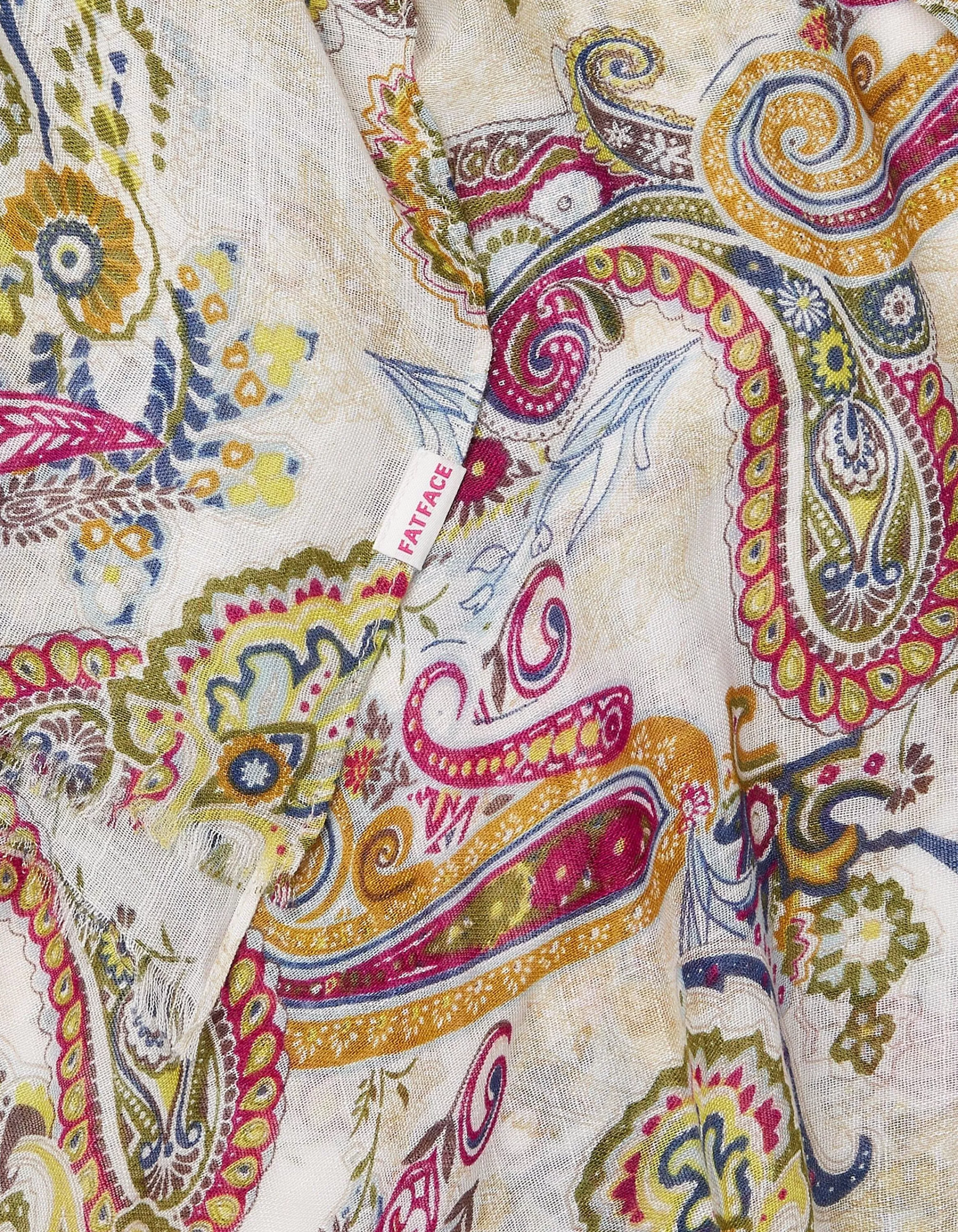 Clearance FatFace Bright Paisley Scarf Ivory