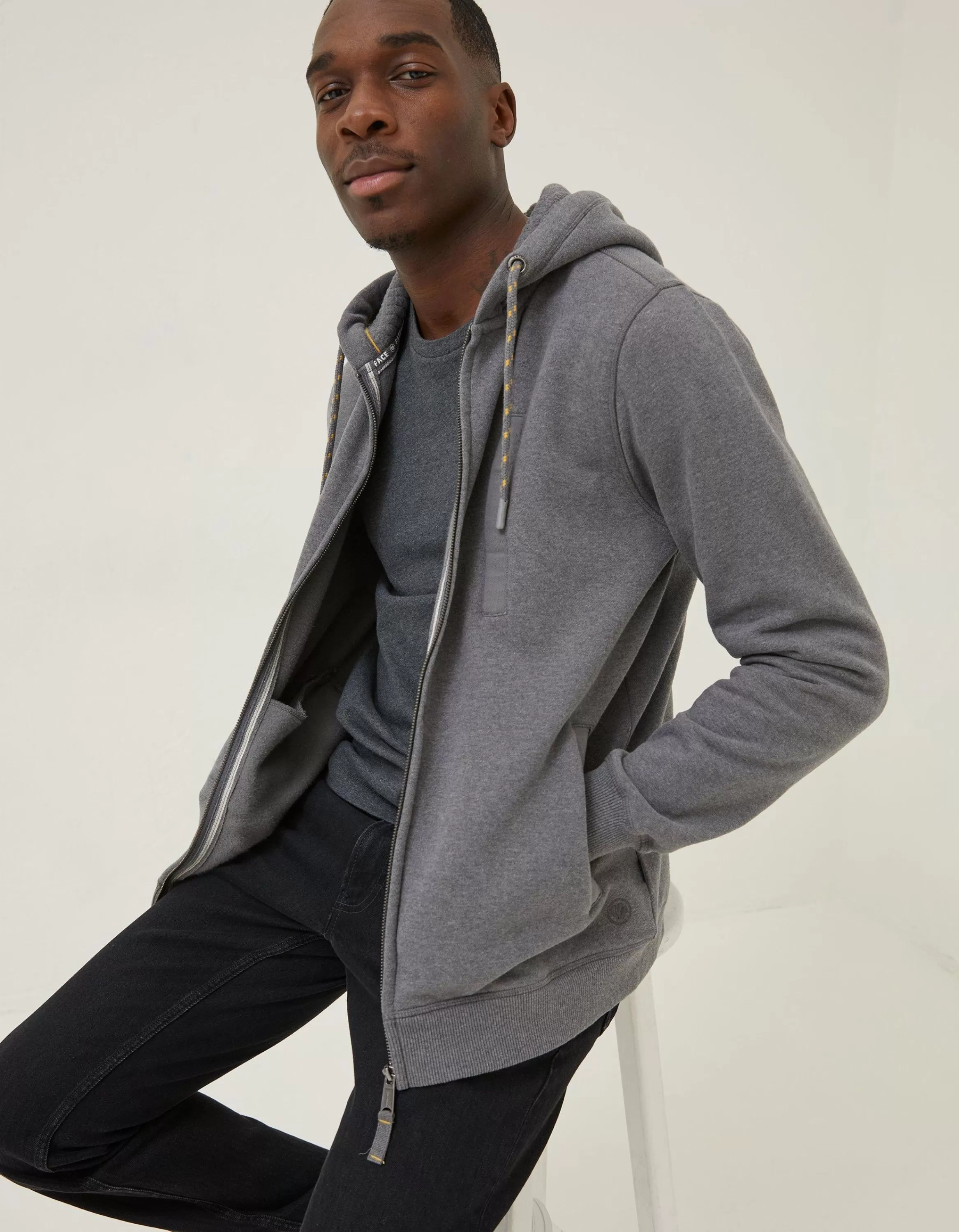 New FatFace Brooke Zip Through Hoodie Grey Marl