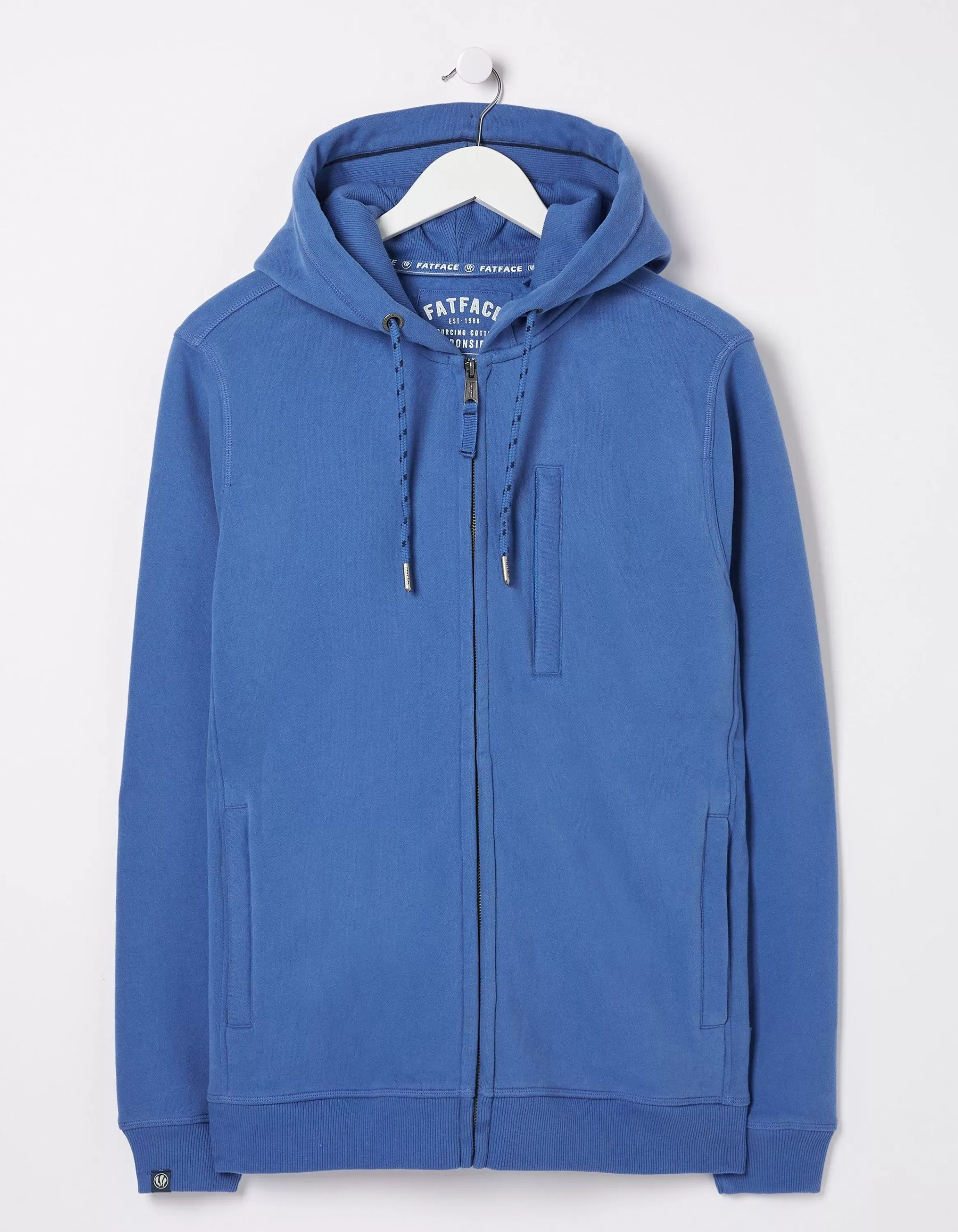 New FatFace Brooke Zip Through Hoodie Washed Blue