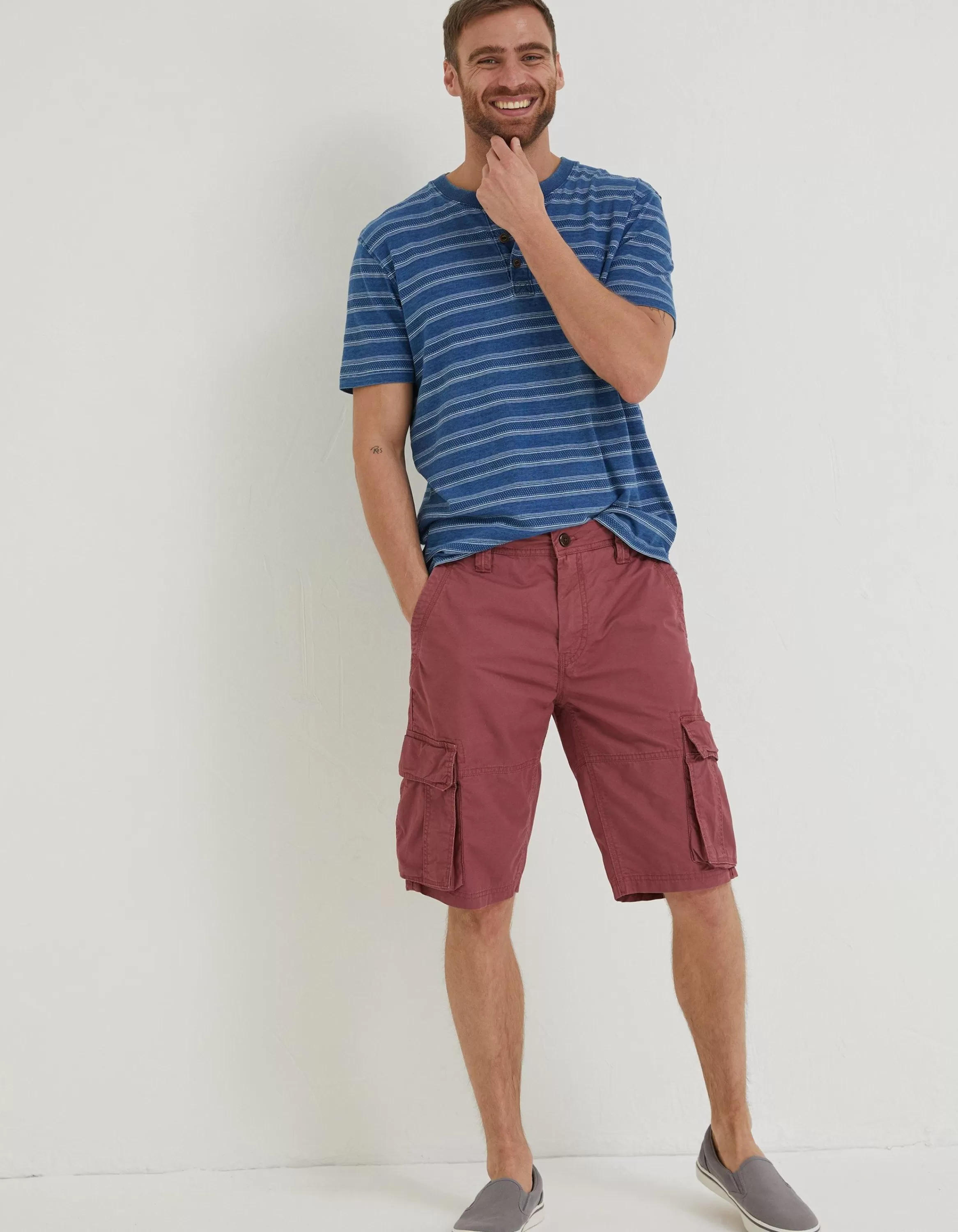 Discount FatFace Bude Lightweight Cargo Shorts Berry Pink