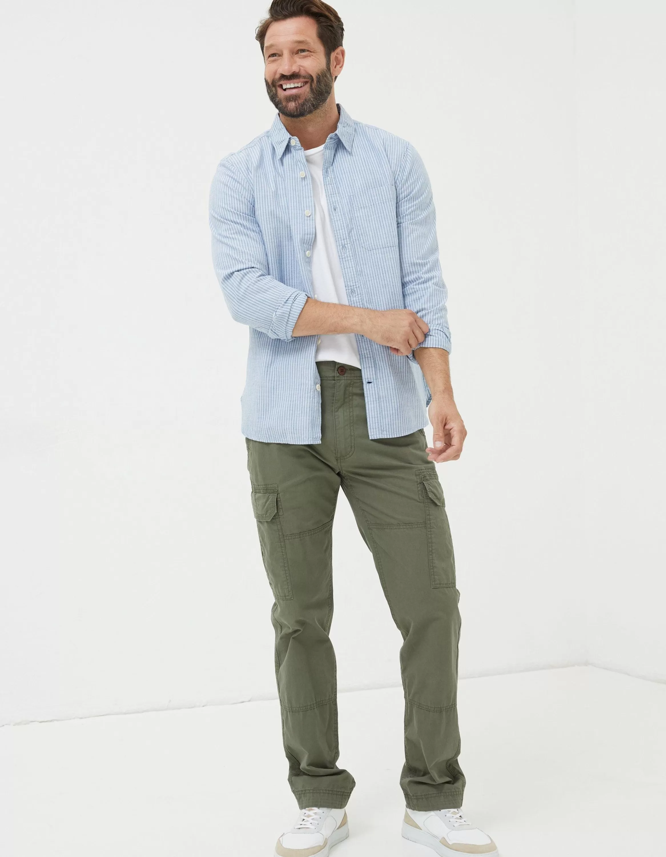 Outlet FatFace Bude Straight Cargo Trousers Khaki Green