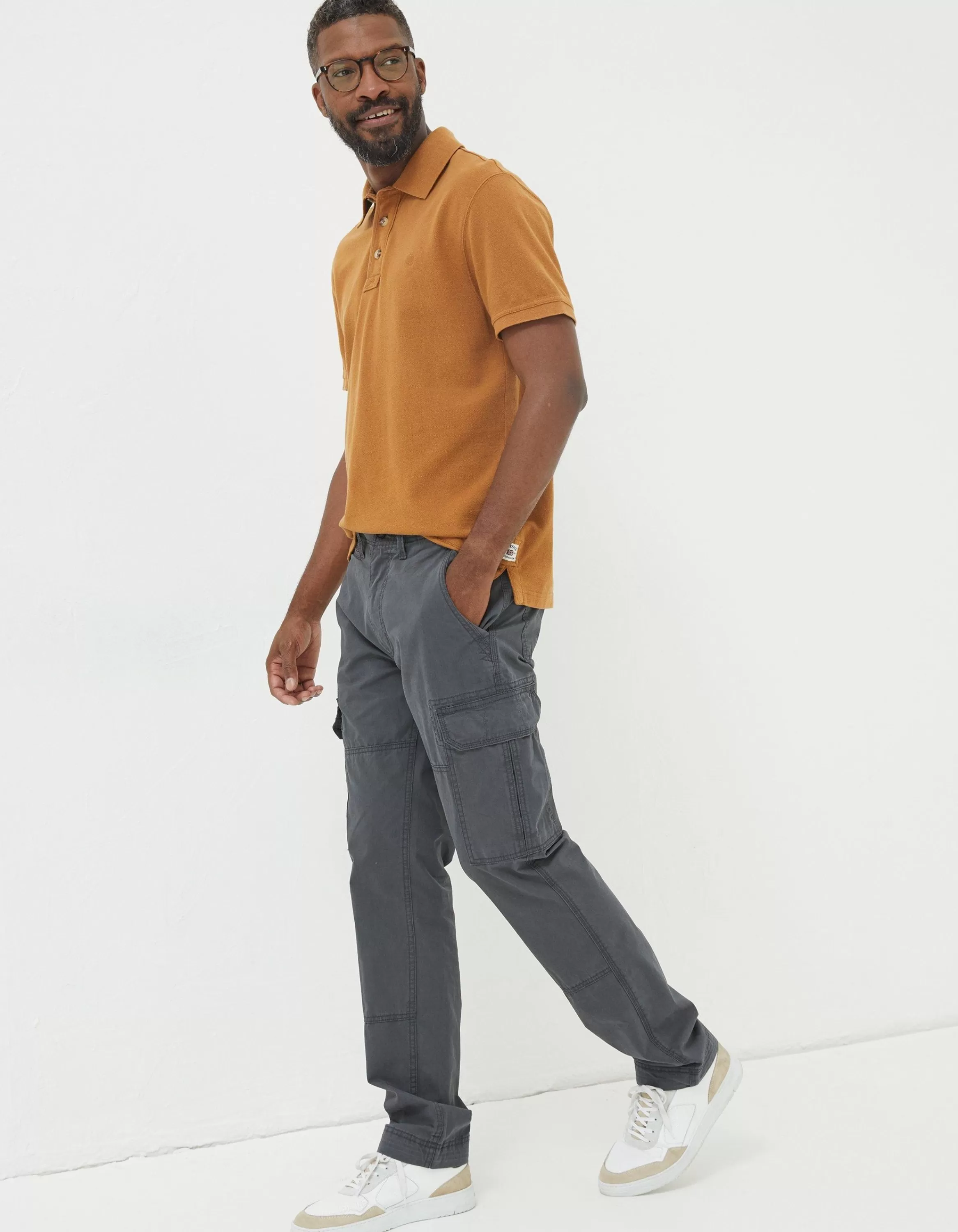 Discount FatFace Bude Straight Cargo Trousers Dark Grey