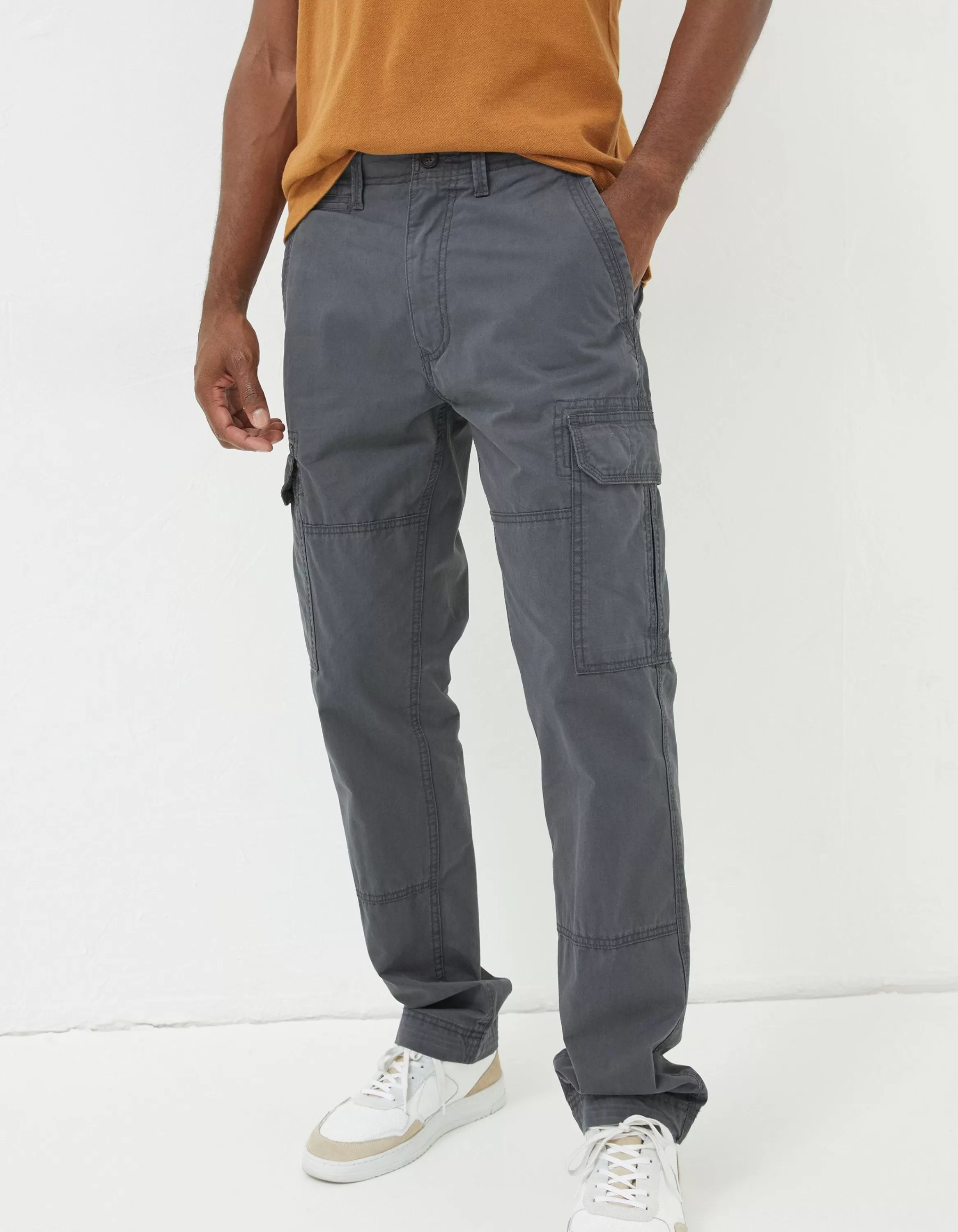 Discount FatFace Bude Straight Cargo Trousers Dark Grey