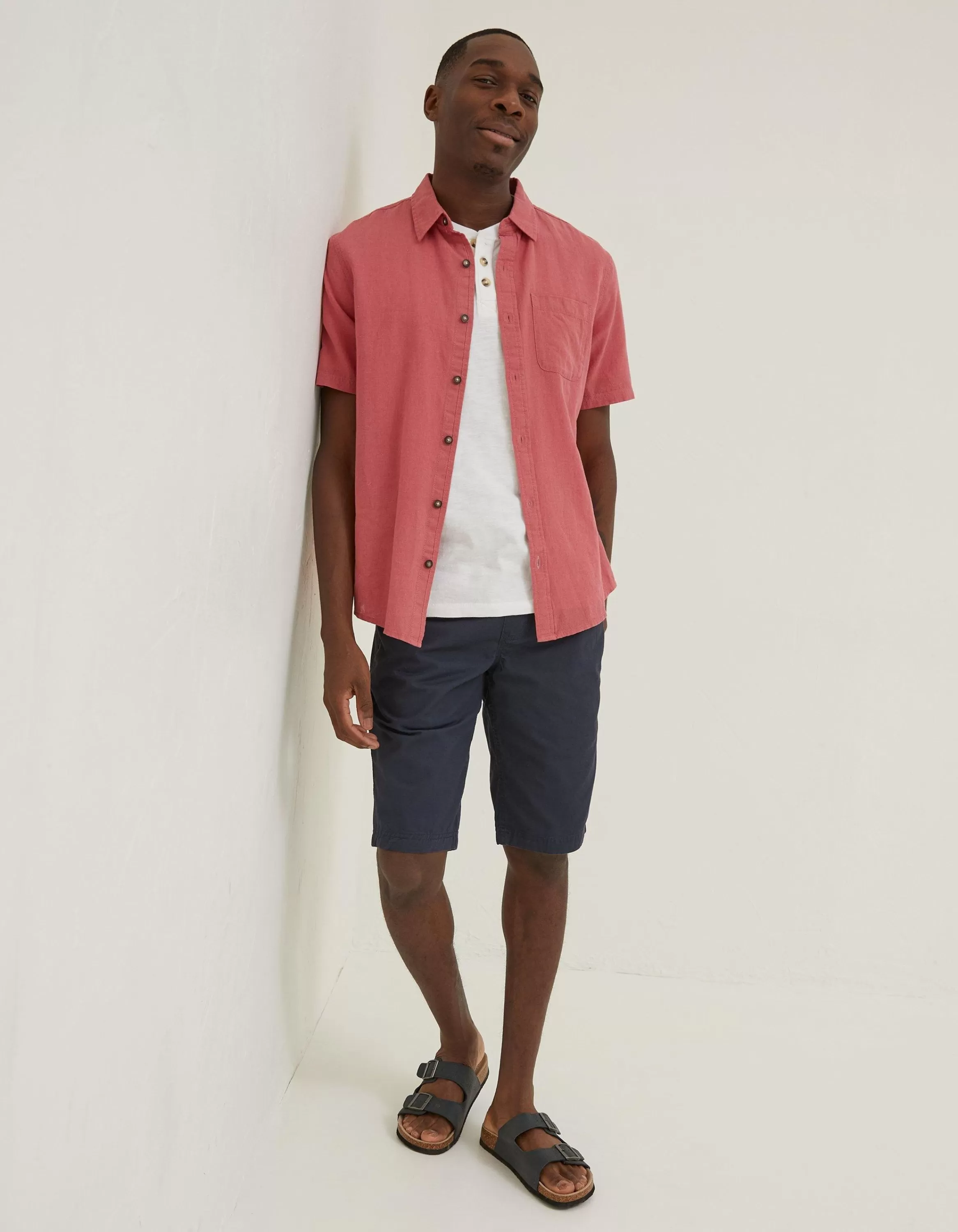 Shop FatFace Bugle Linen Cotton Shirt Pink