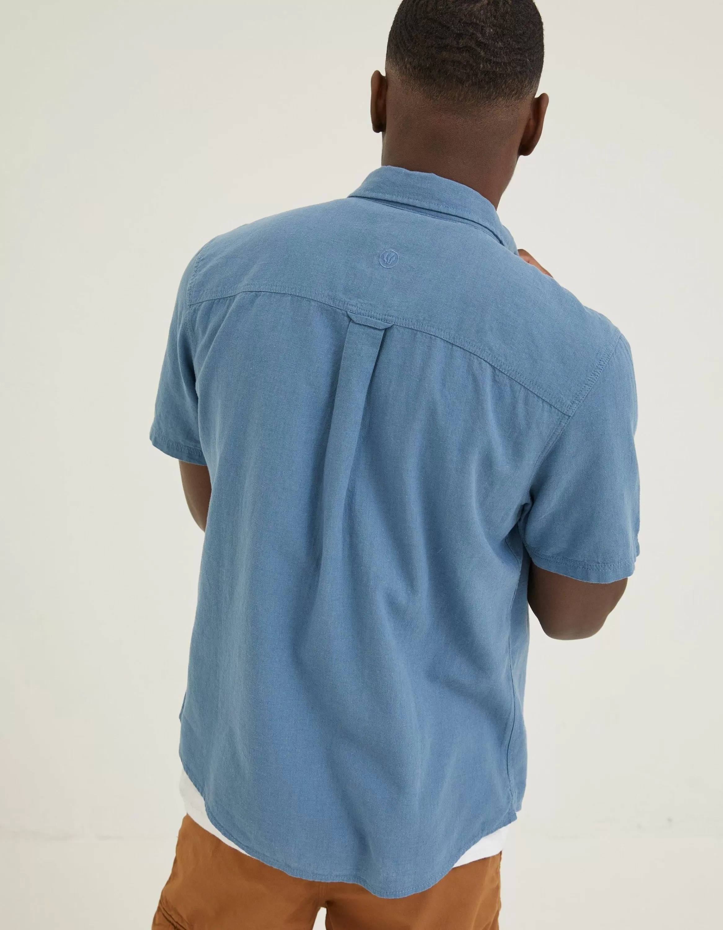 Shop FatFace Bugle Linen Cotton Shirt Washed Blue