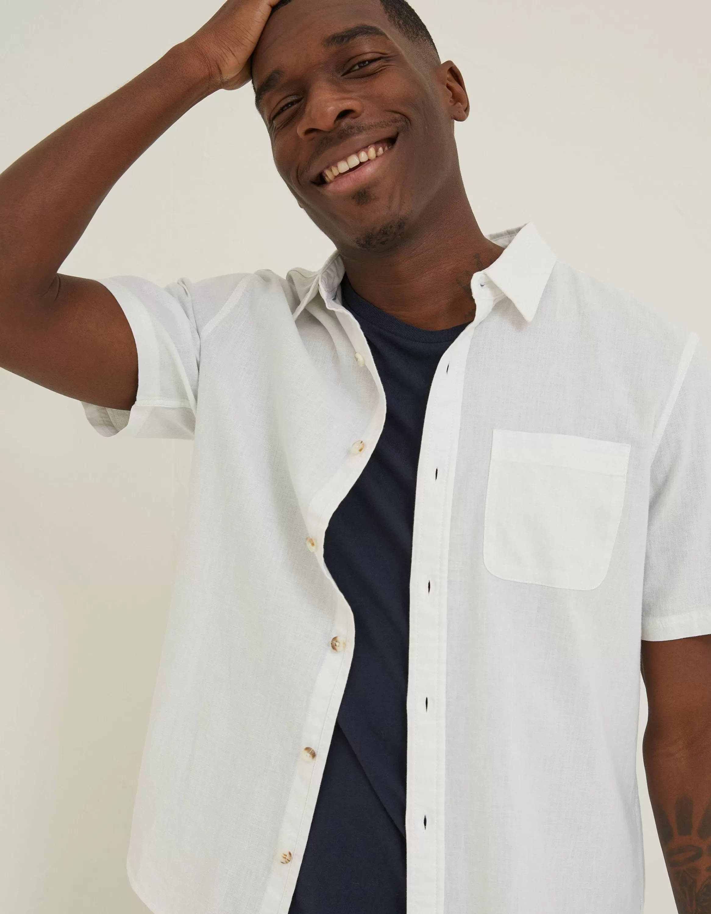 Flash Sale FatFace Bugle Linen Cotton Shirt White