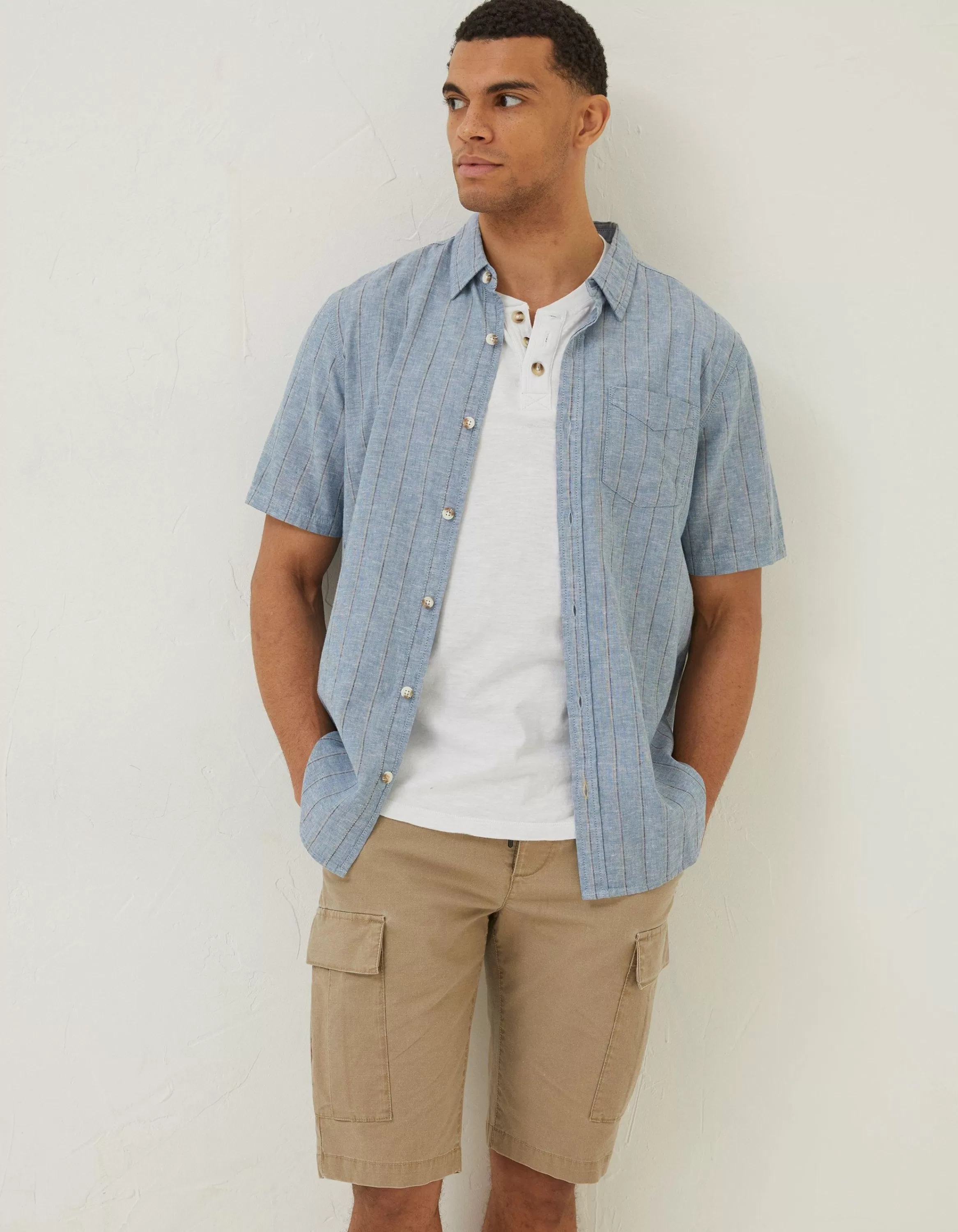 Shop FatFace Burton Stripe Shirt Blue