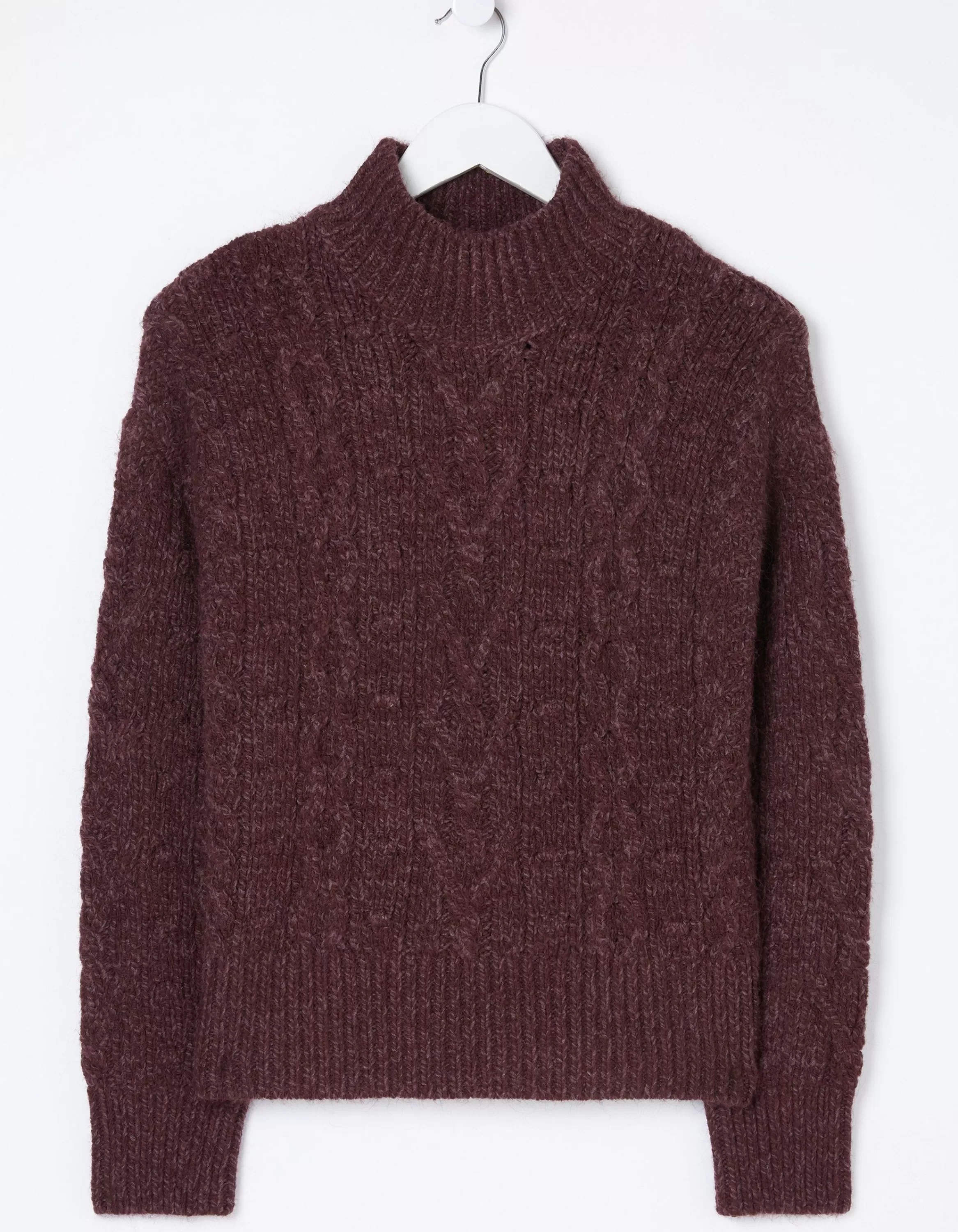 New FatFace Cali Cable Knit Jumper Dark Purple