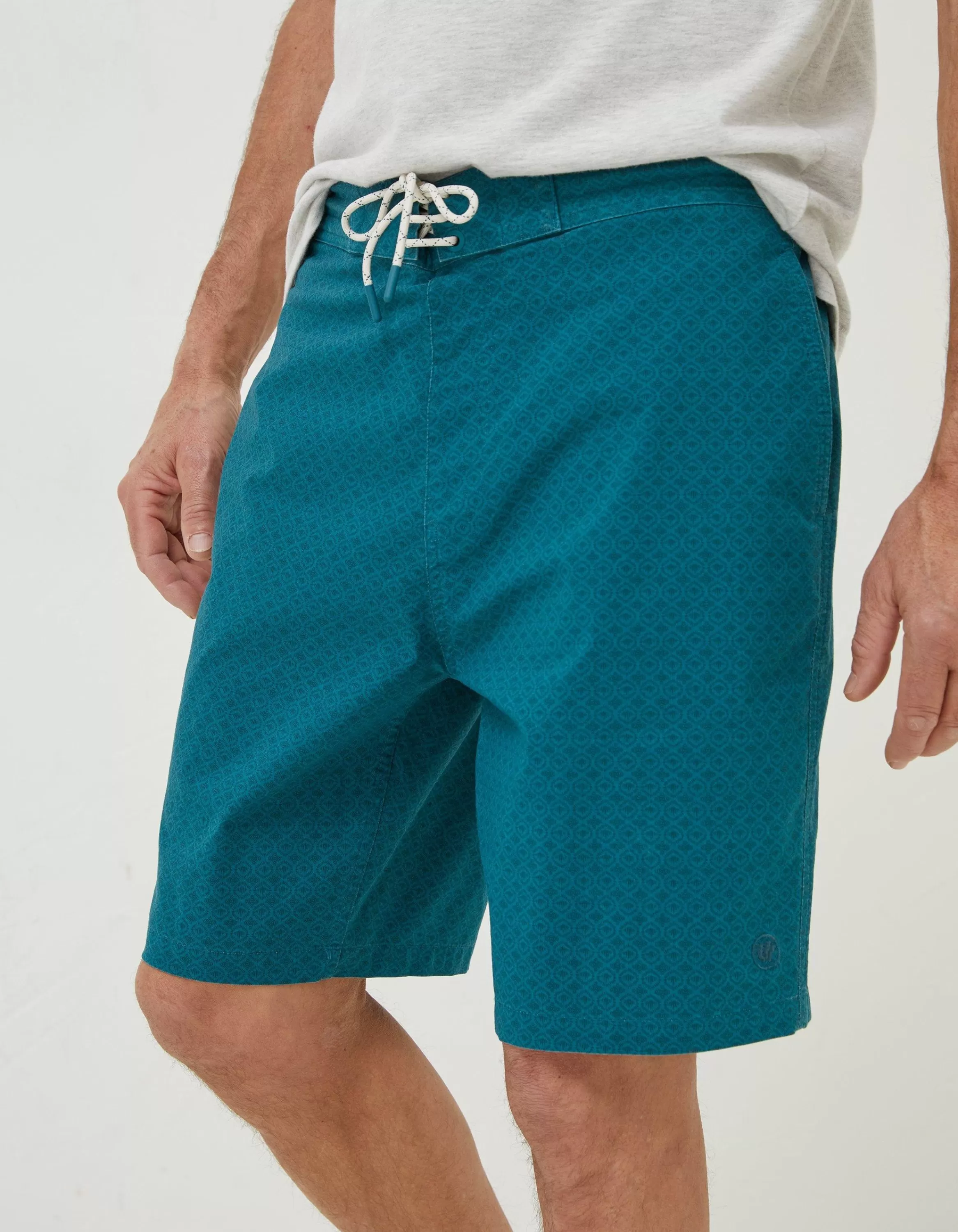 Hot FatFace Camber Geo Print Swim Shorts Teal Green