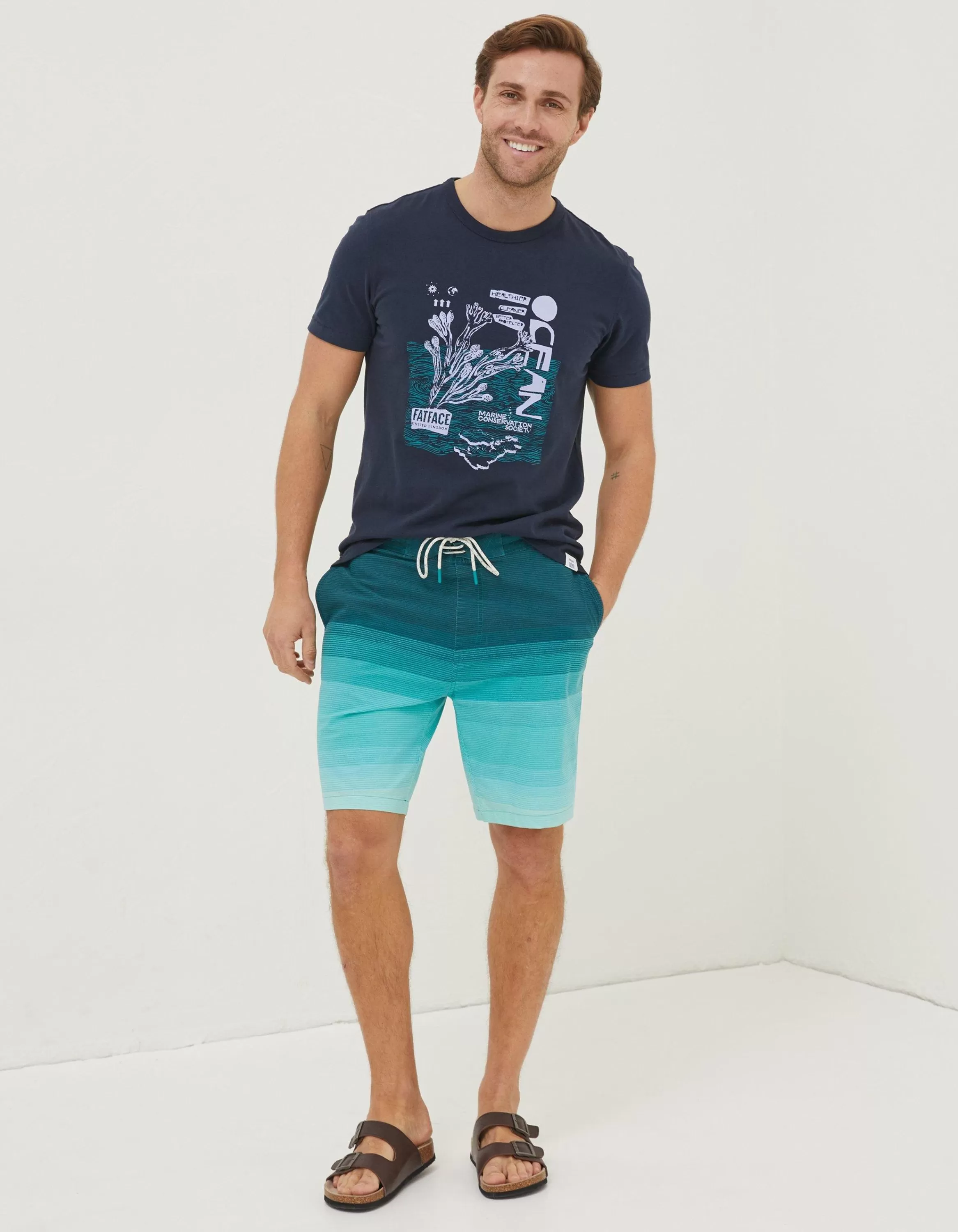 Best Sale FatFace Camber Ombre Swim Shorts Teal Green