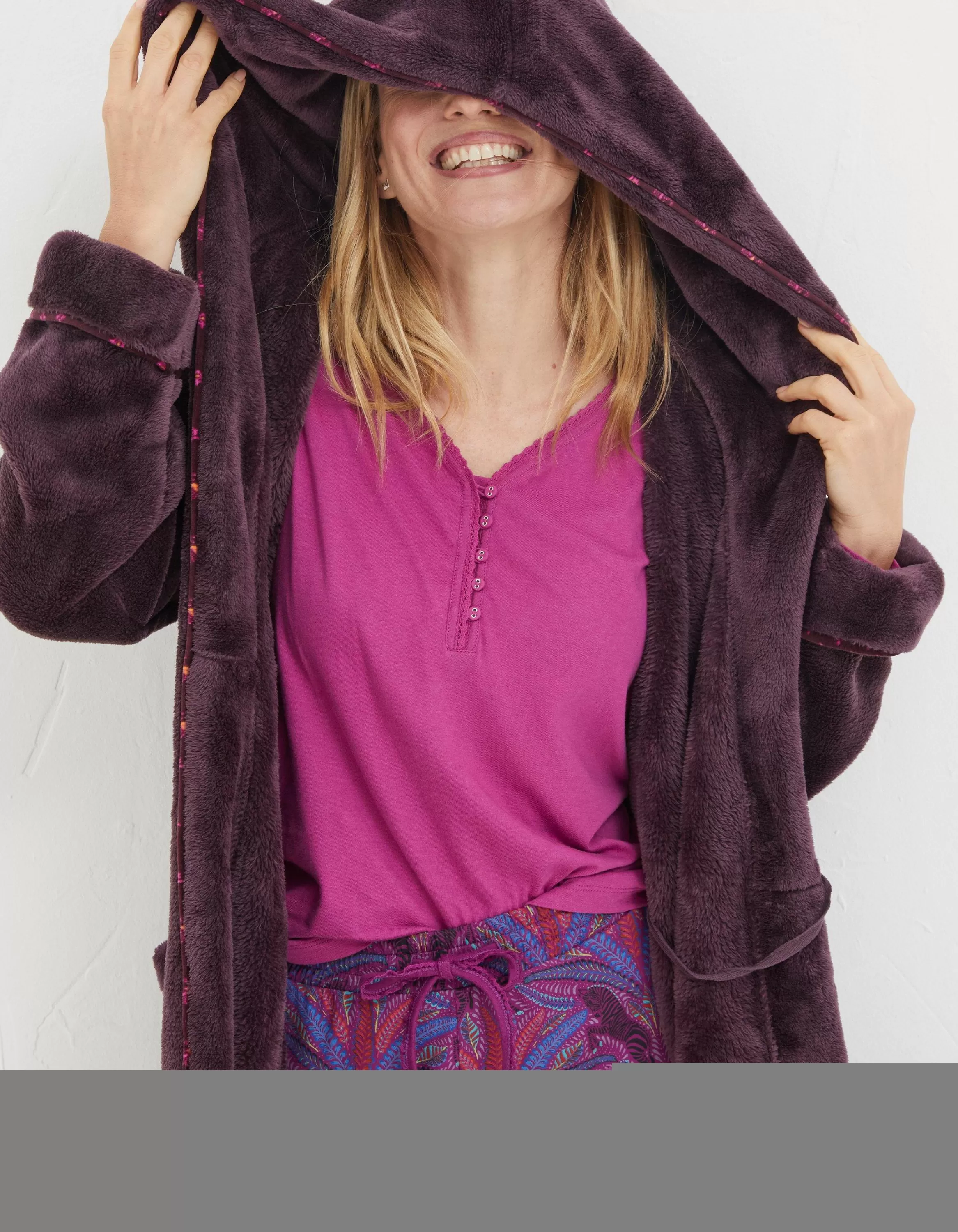 Discount FatFace Carla Dressing Gown Plum