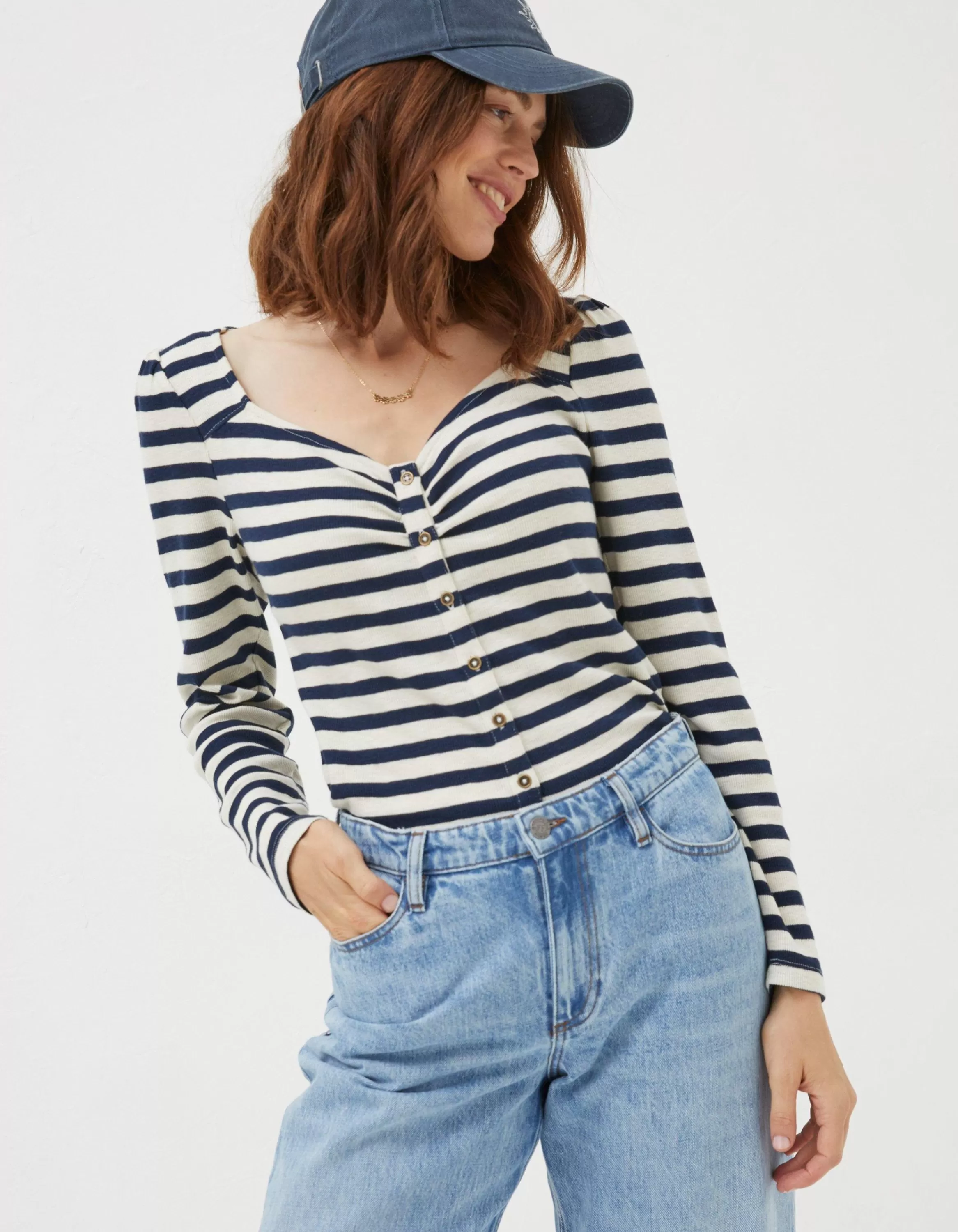 Outlet FatFace Carly Stripe Top Navy