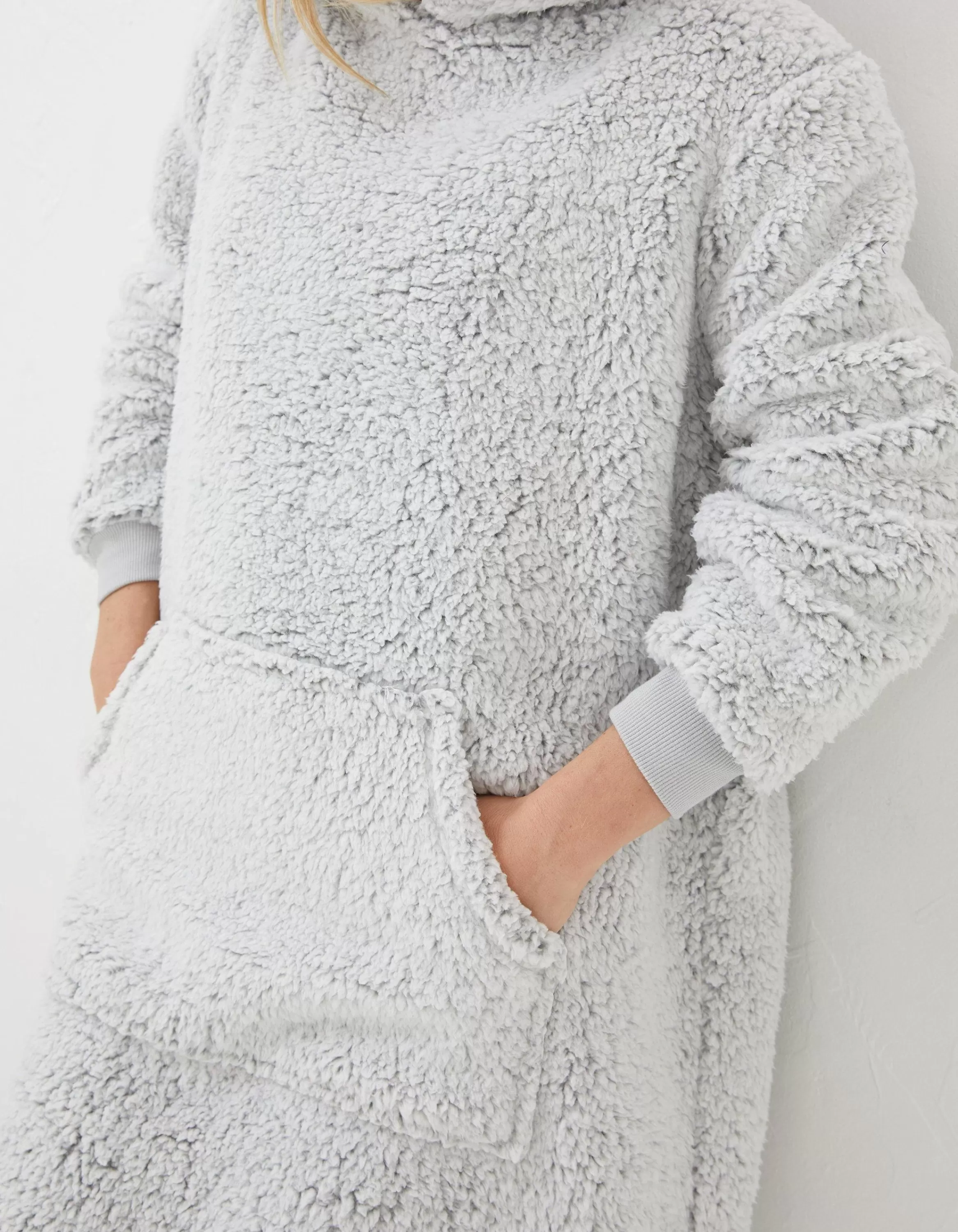 Sale FatFace Carrie Fluffy Snuggle Hoodie Grey Marl