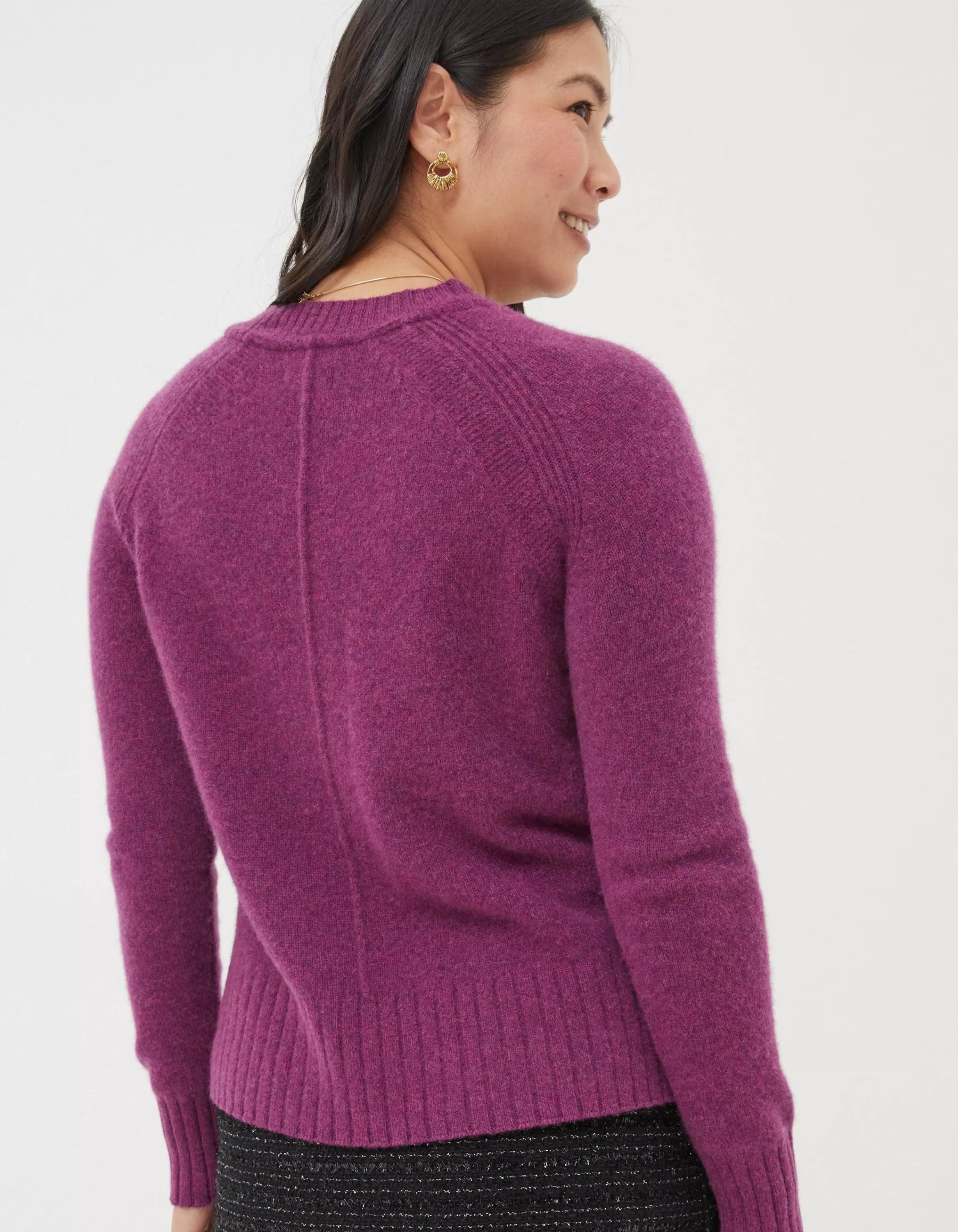 Online FatFace Cassie Cashmere Crew Jumper Plum