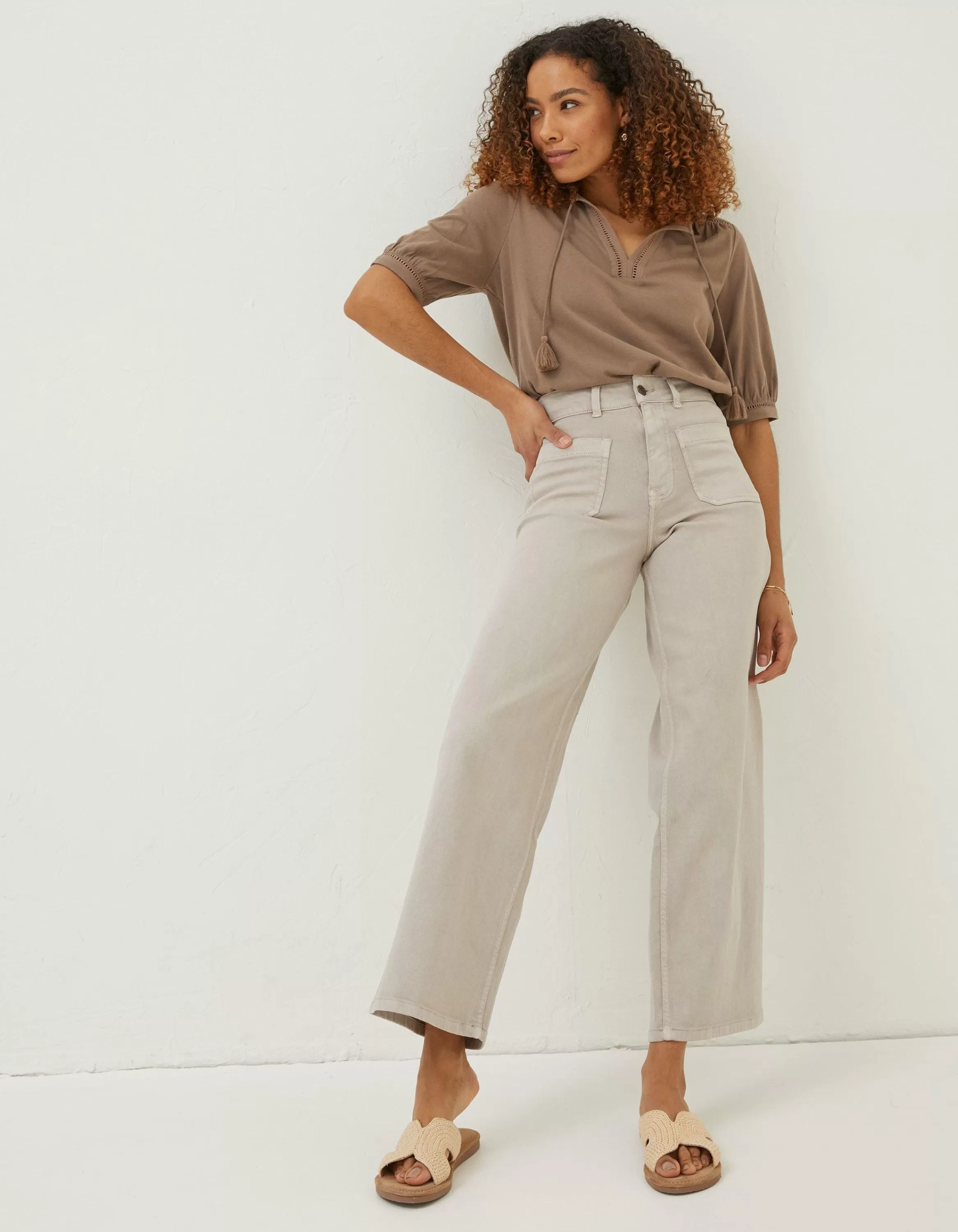 Flash Sale FatFace Cassie Wide Leg Jeans Natural