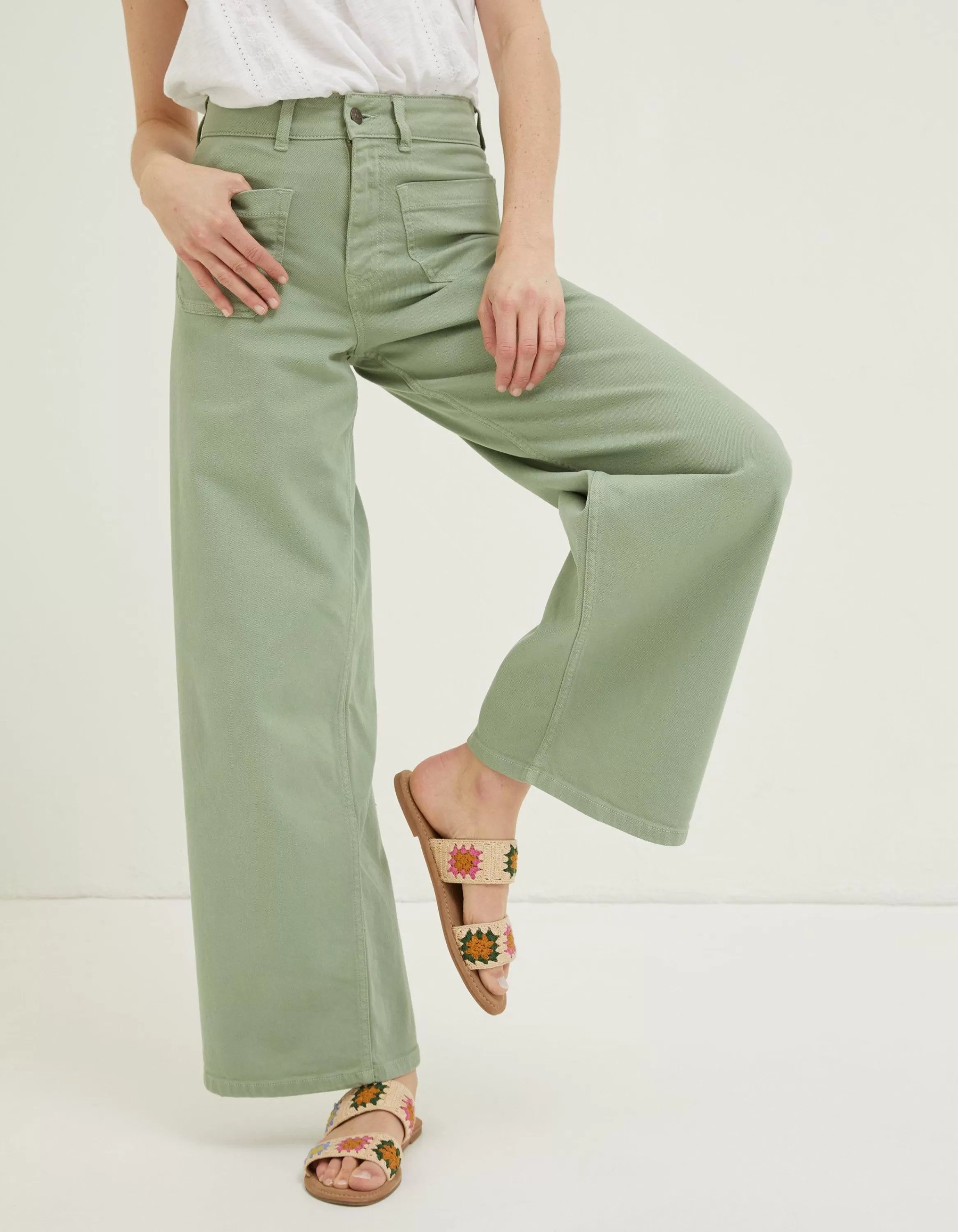 Fashion FatFace Cassie Wide Leg Jeans Green