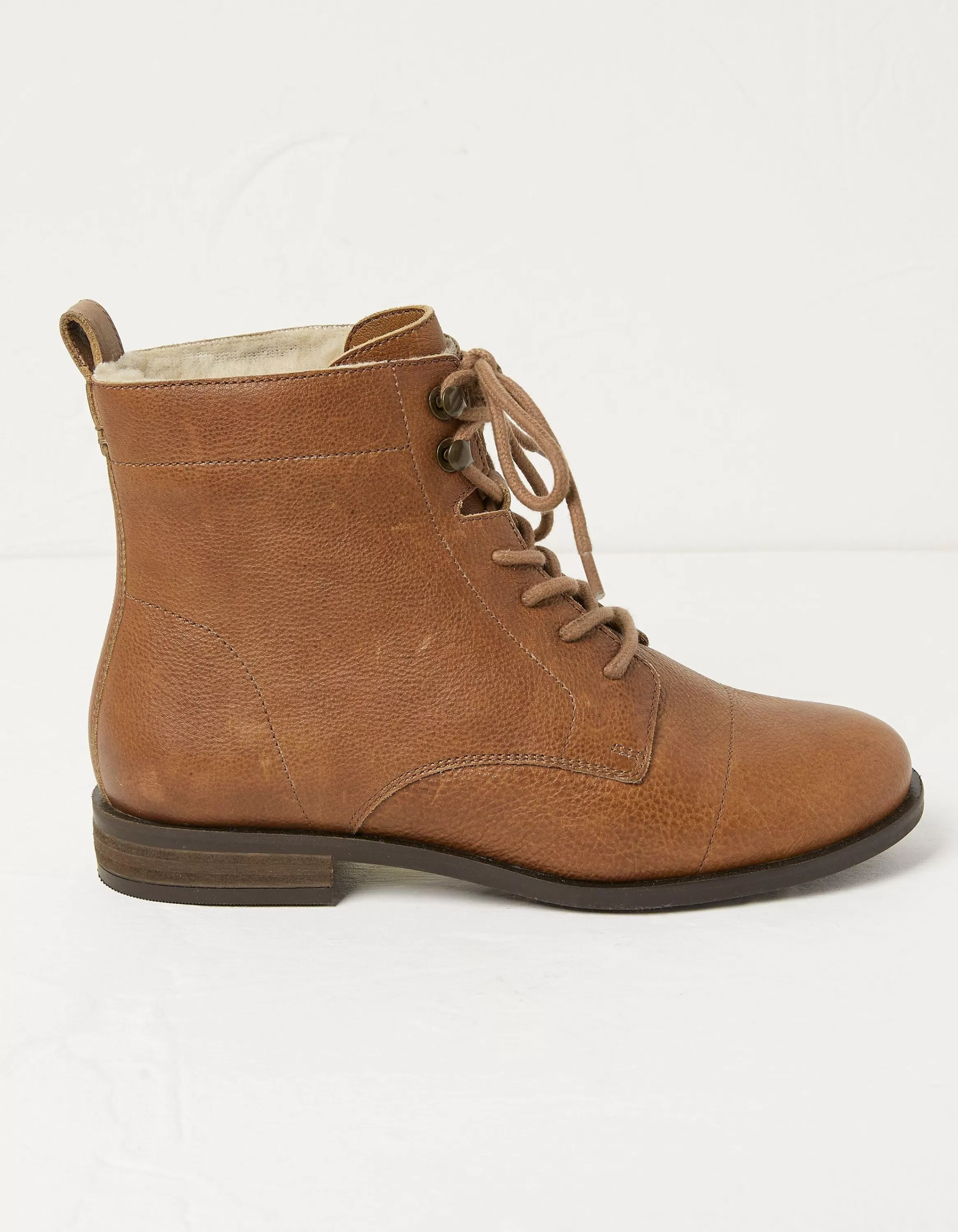 Shop FatFace Catrin Lace Up Ankle Boot Tan