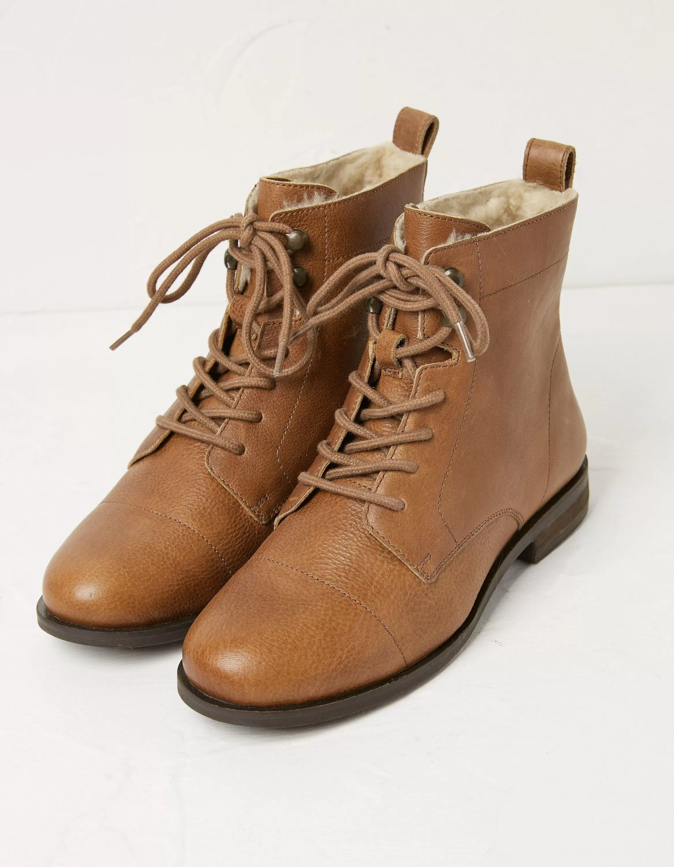 Shop FatFace Catrin Lace Up Ankle Boot Tan