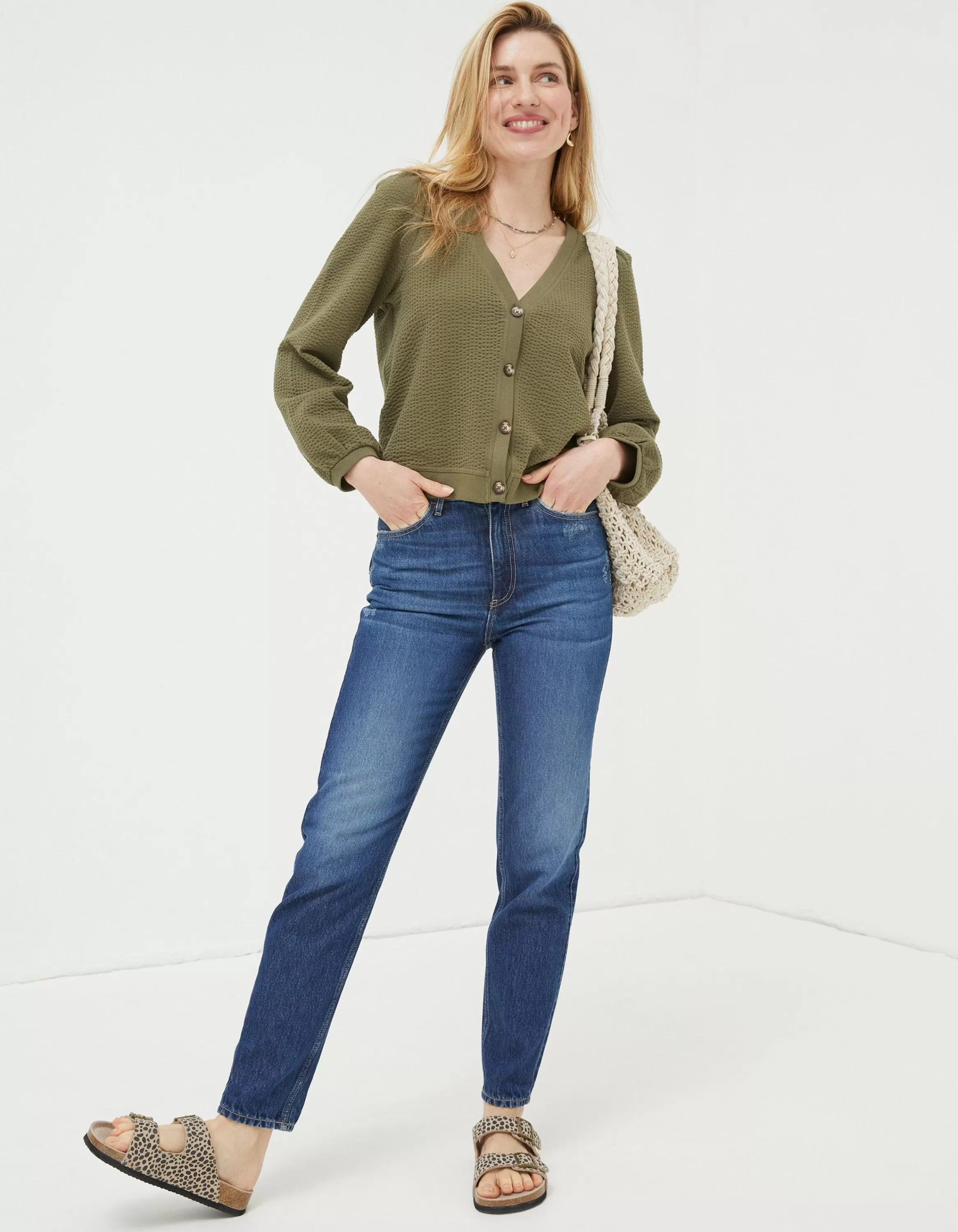 Shop FatFace Charlotte Cardigan Khaki