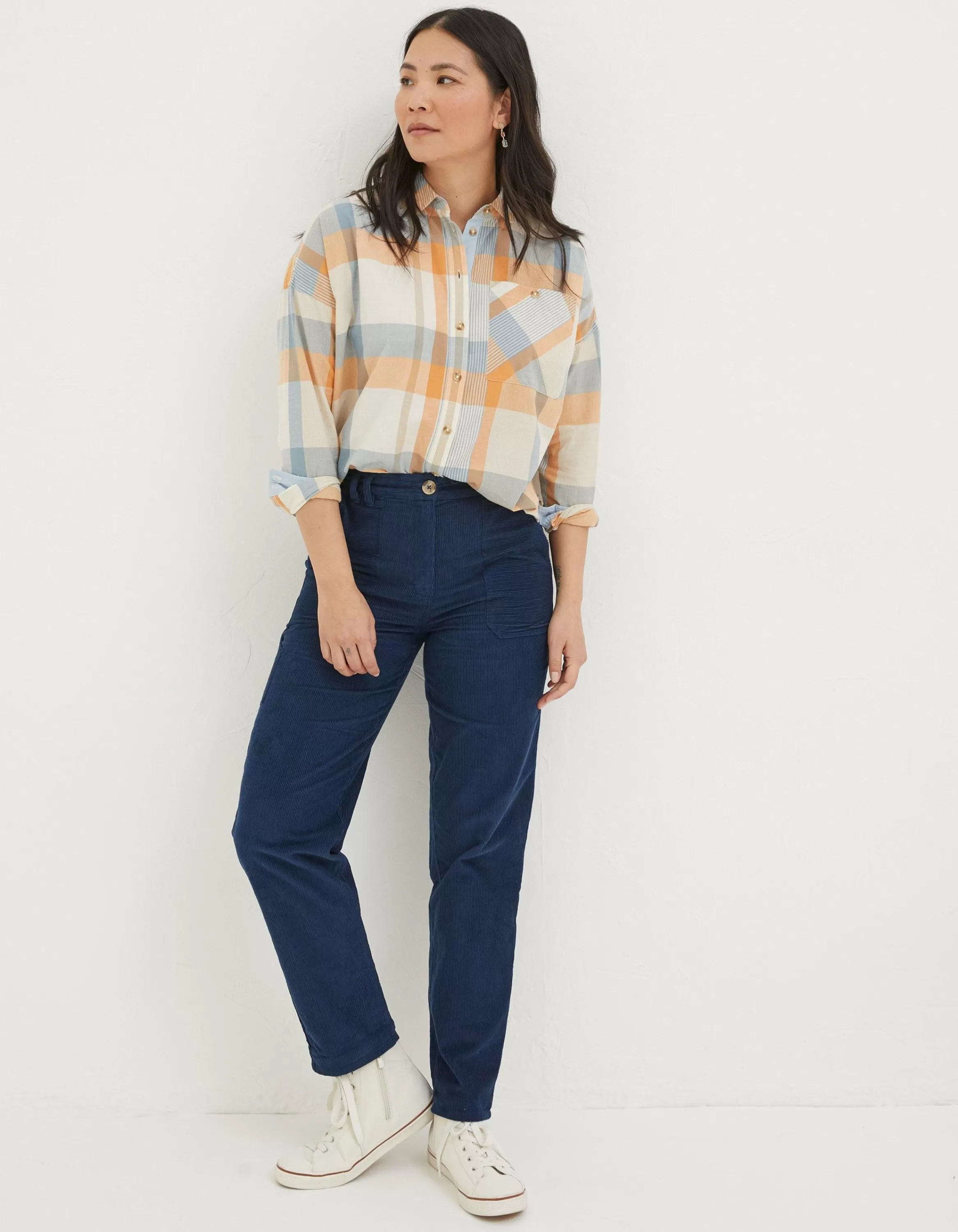 Hot FatFace Chesil Mixed Cord Trousers Navy