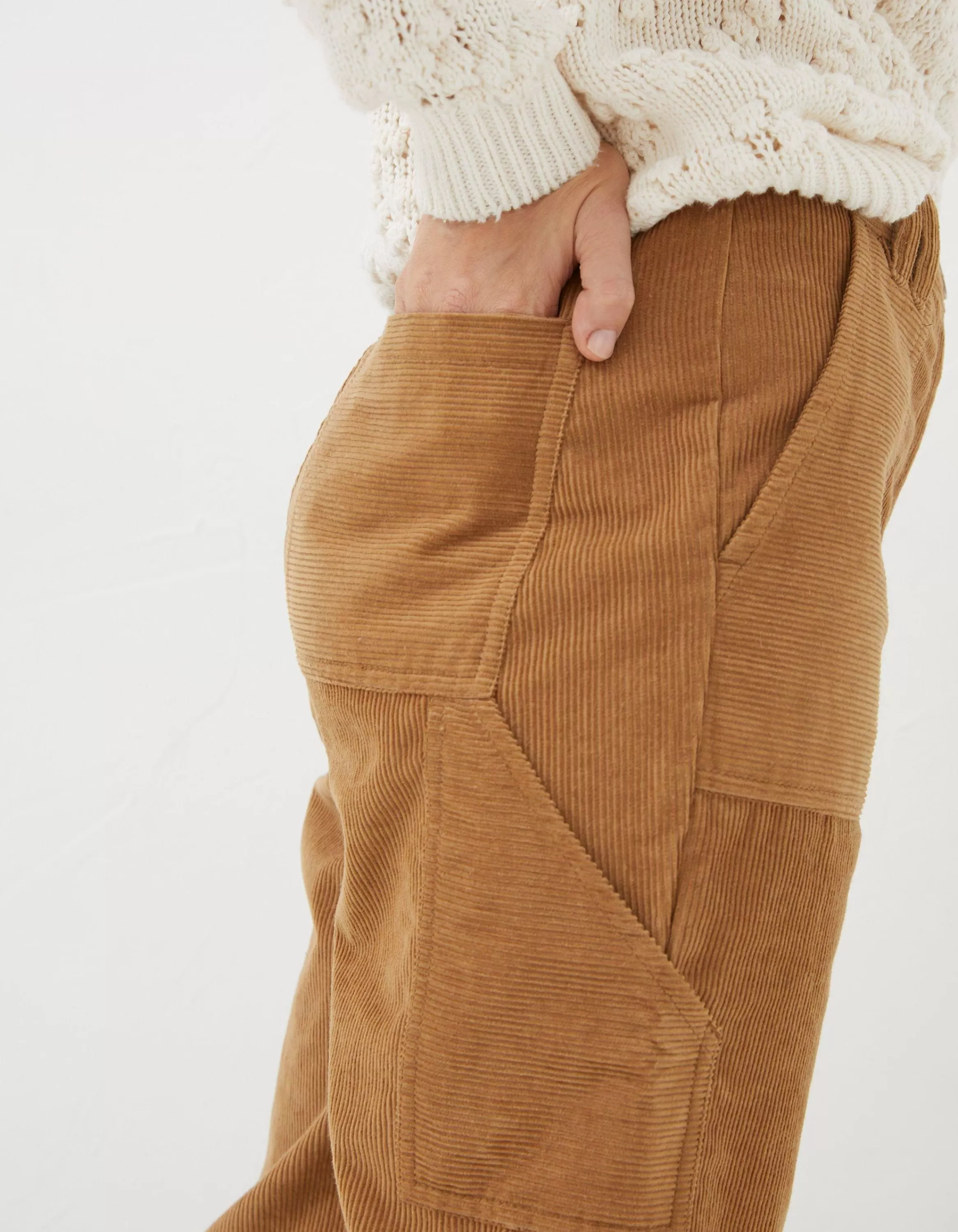 Discount FatFace Chesil Mixed Cord Trousers Brown