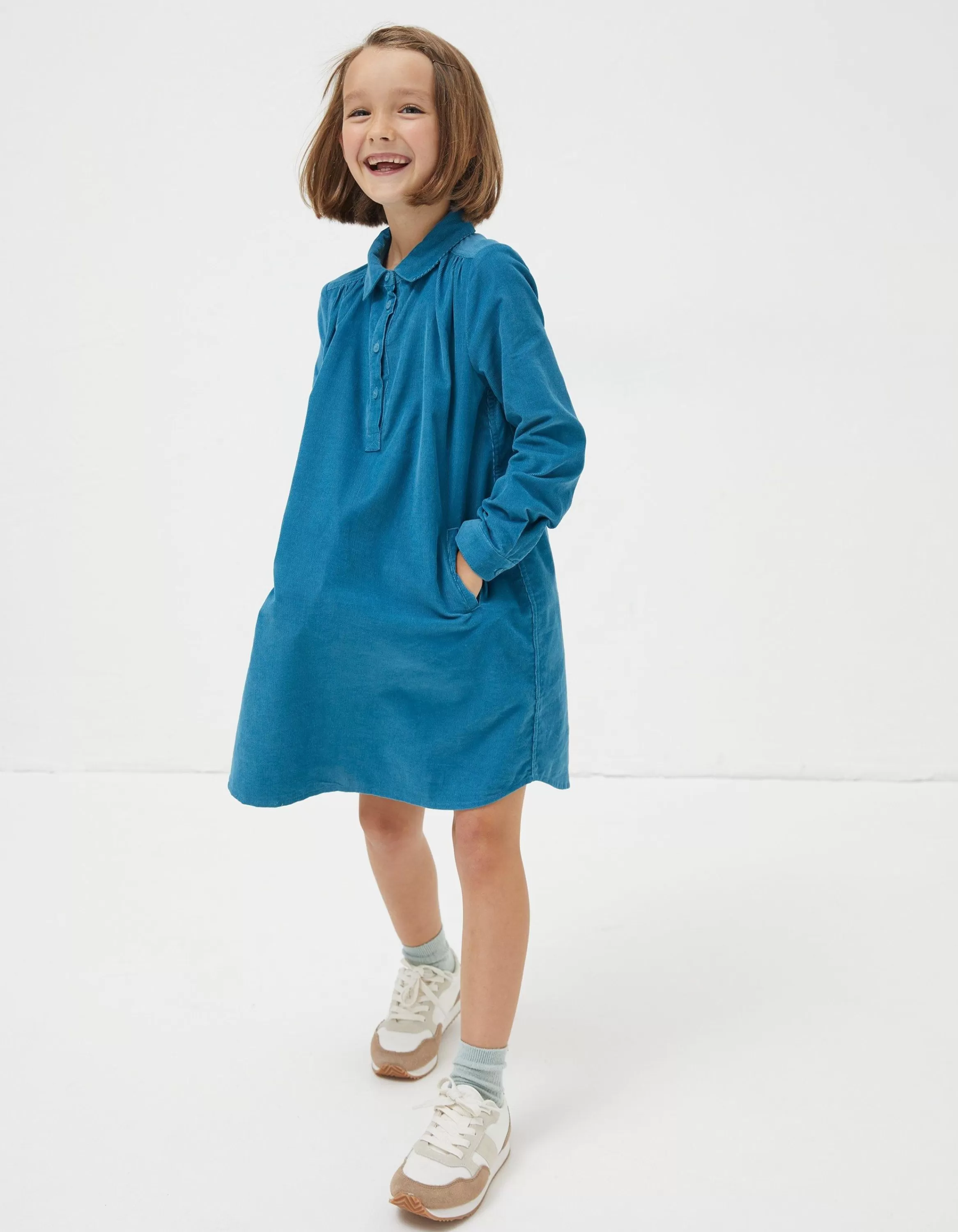 Fashion FatFace Chester Cord Dress Teal Green