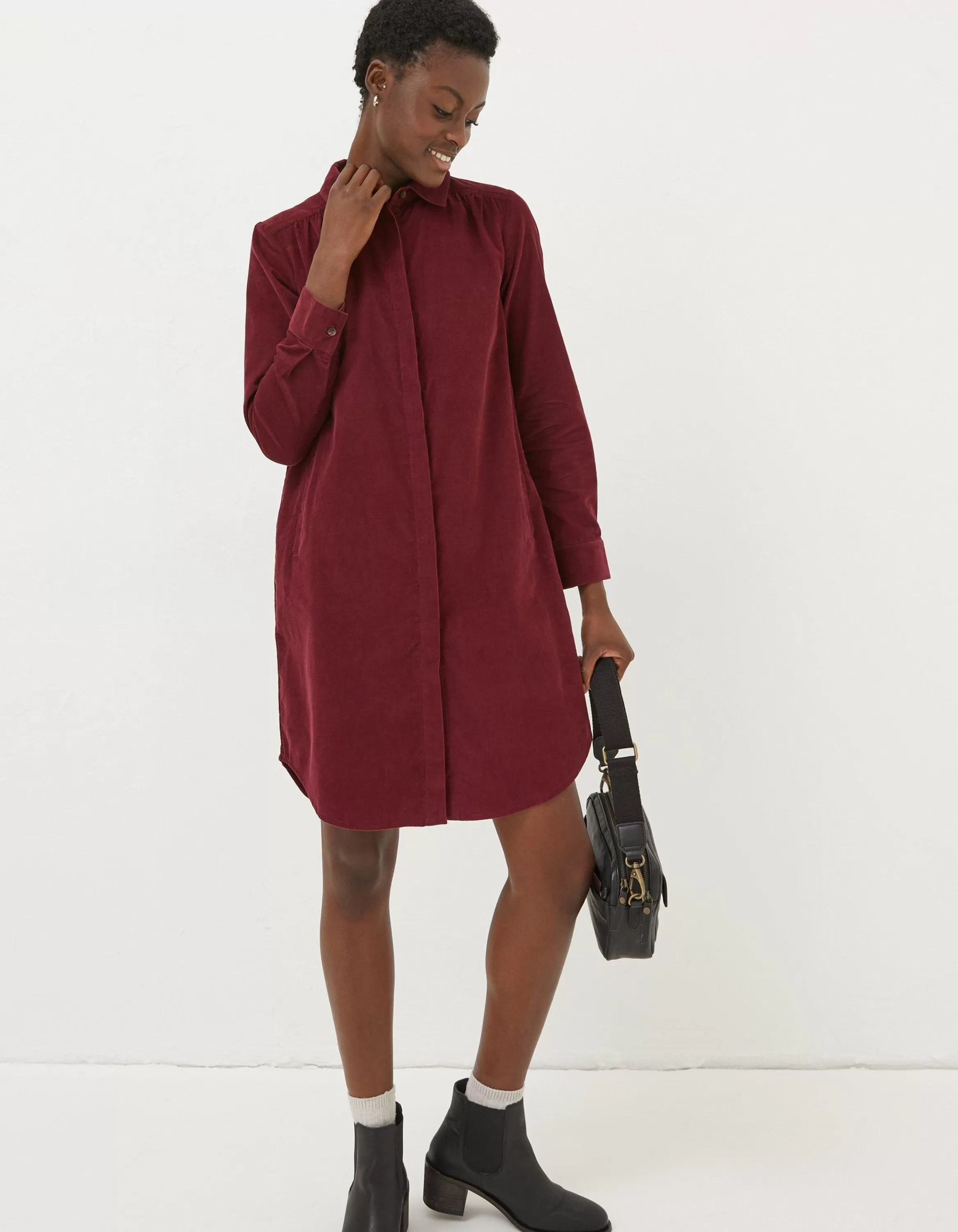 Outlet FatFace Chester Cord Dress Dark Red