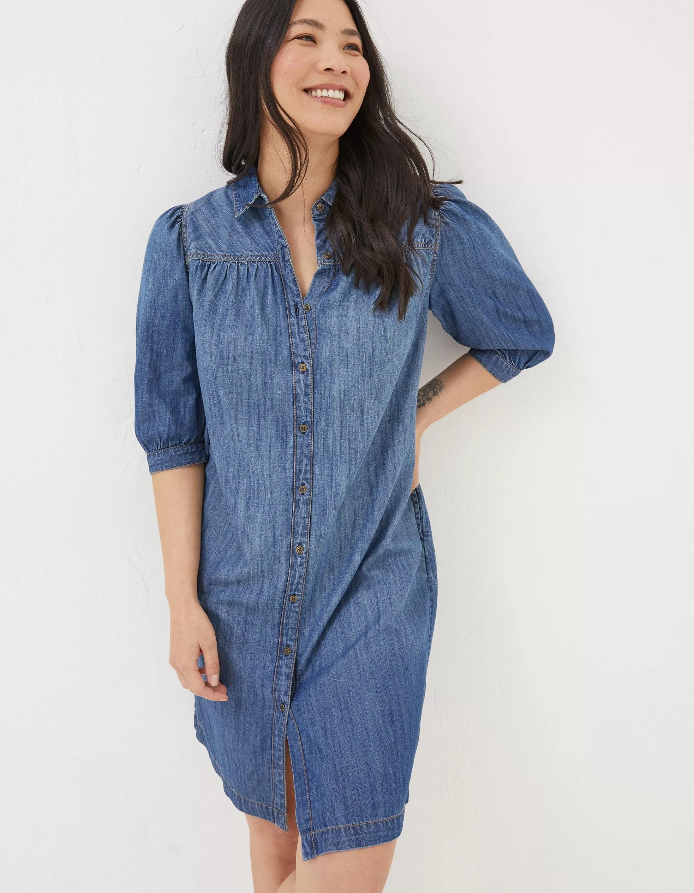 Cheap FatFace Clara Denim Dress Denim Blue