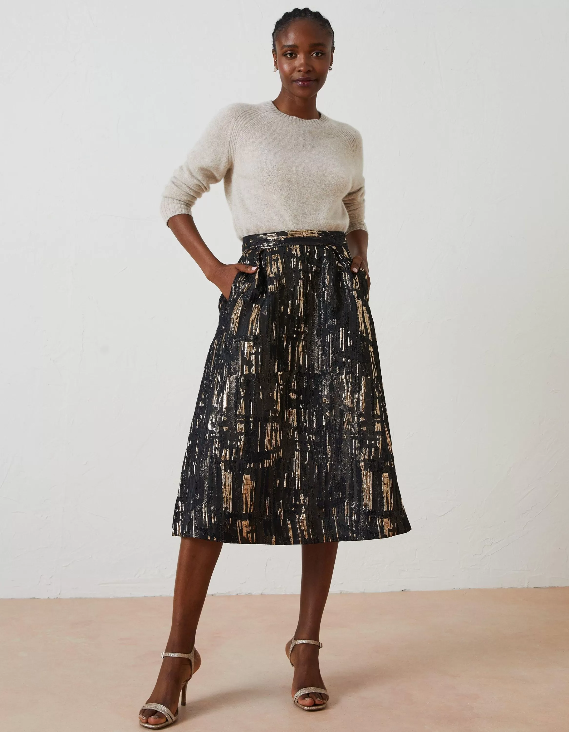 Clearance FatFace Cleo Jacquard Skirt Black