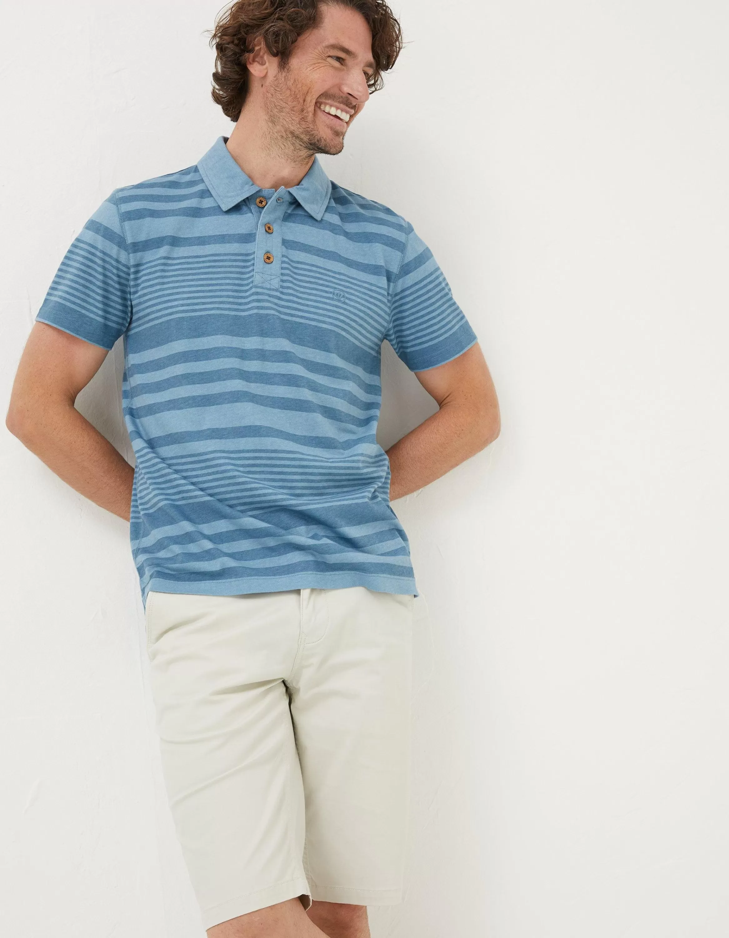 Outlet FatFace Clifton Stripe Polo Chambray Blue