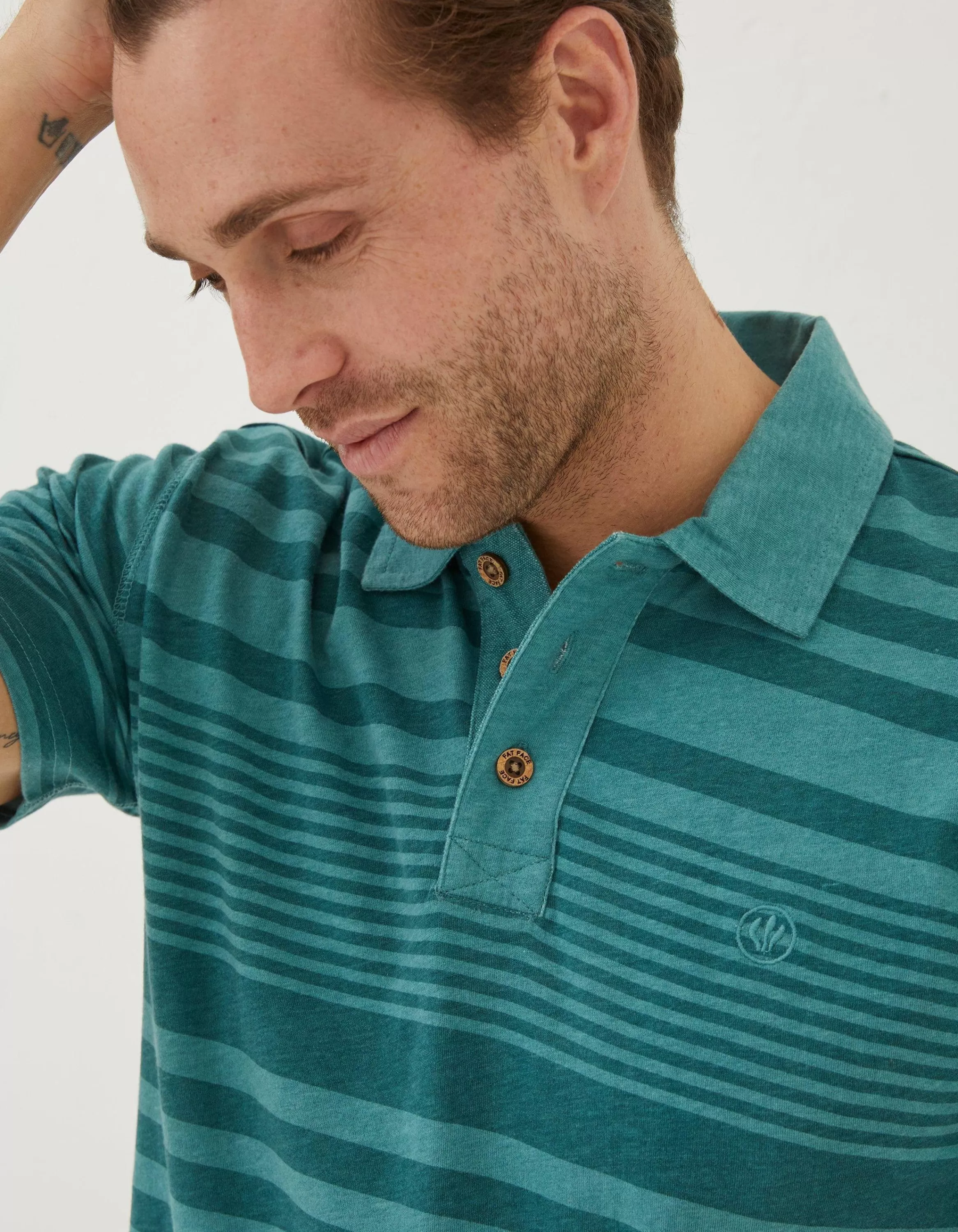 Outlet FatFace Clifton Stripe Polo Dark Teal