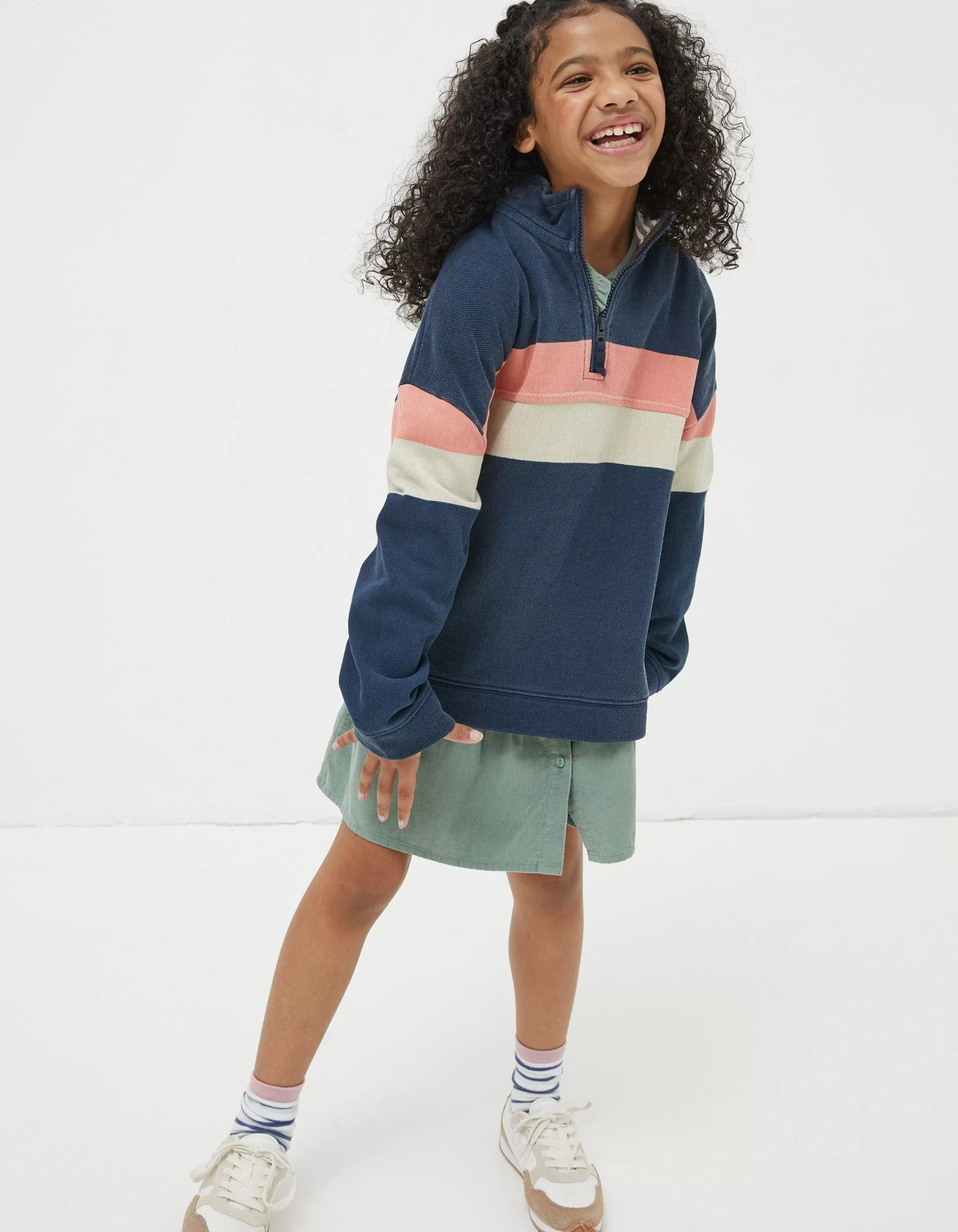 Hot FatFace Colourblock Boxy Airlie Sweatshirt Navy