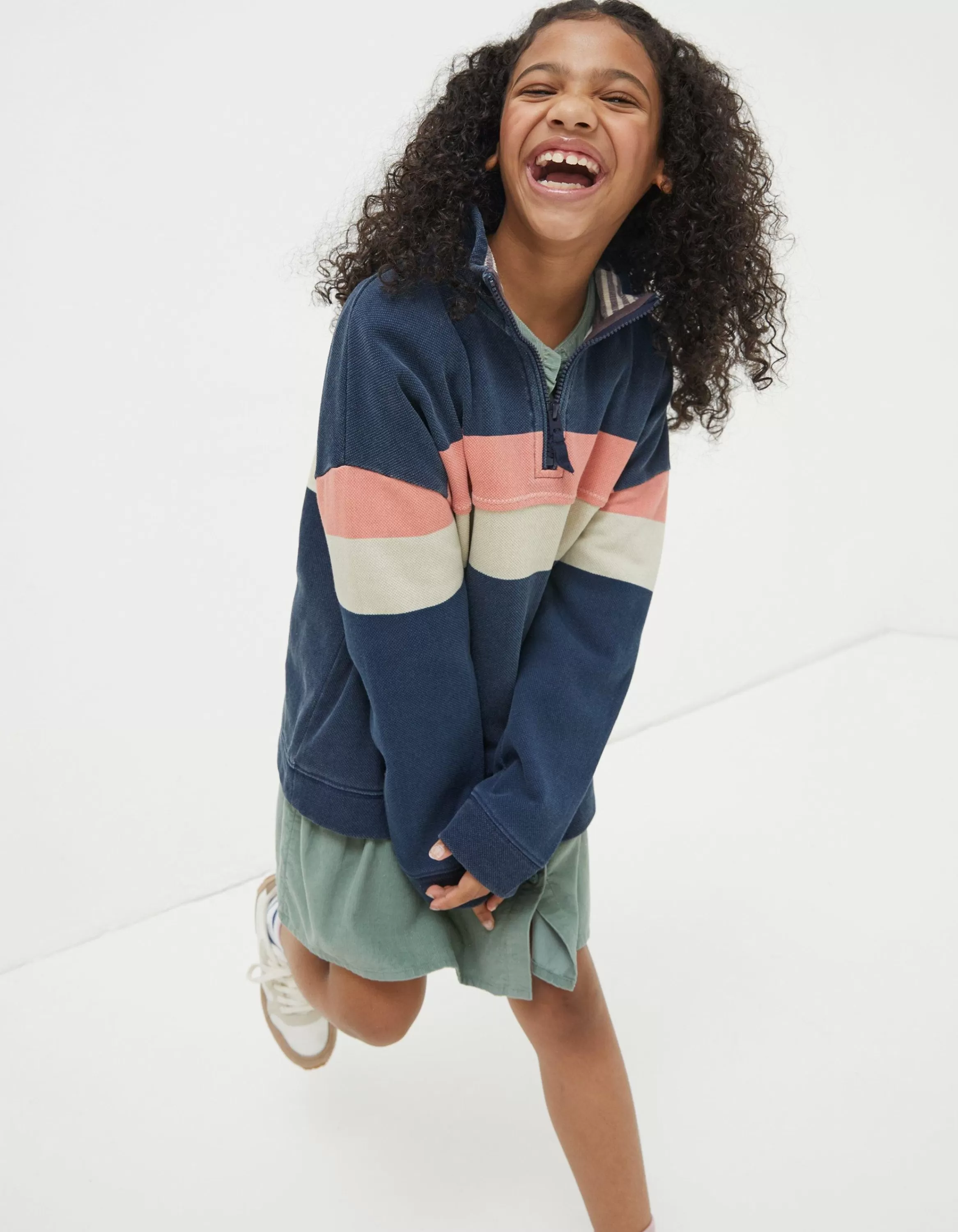 Hot FatFace Colourblock Boxy Airlie Sweatshirt Navy