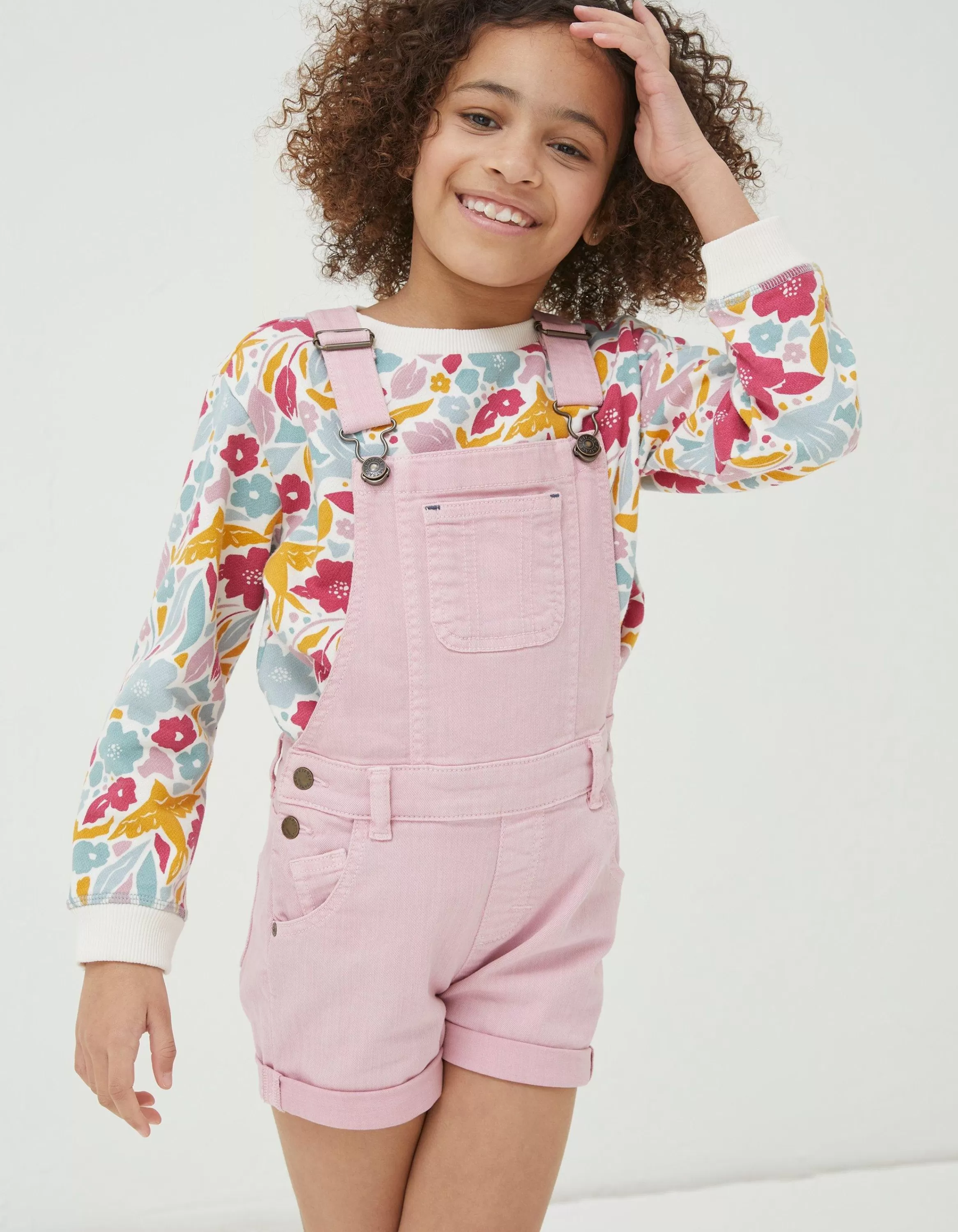 Best Sale FatFace Coloured Shortie Dungarees Pink