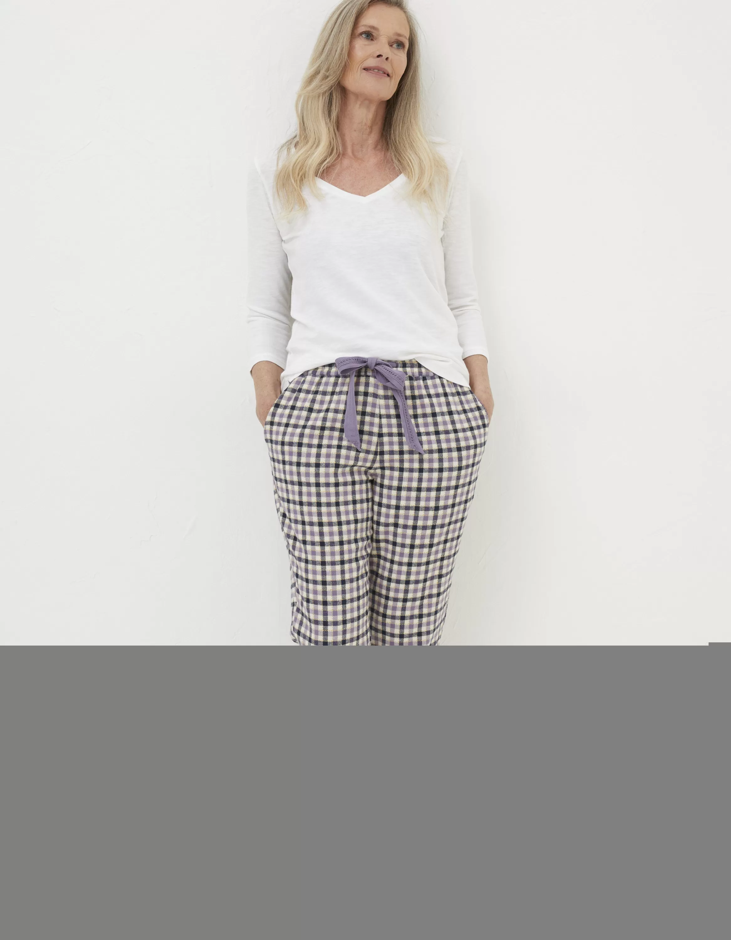 Sale FatFace Cora Gingham Pyjama Bottoms Ivory