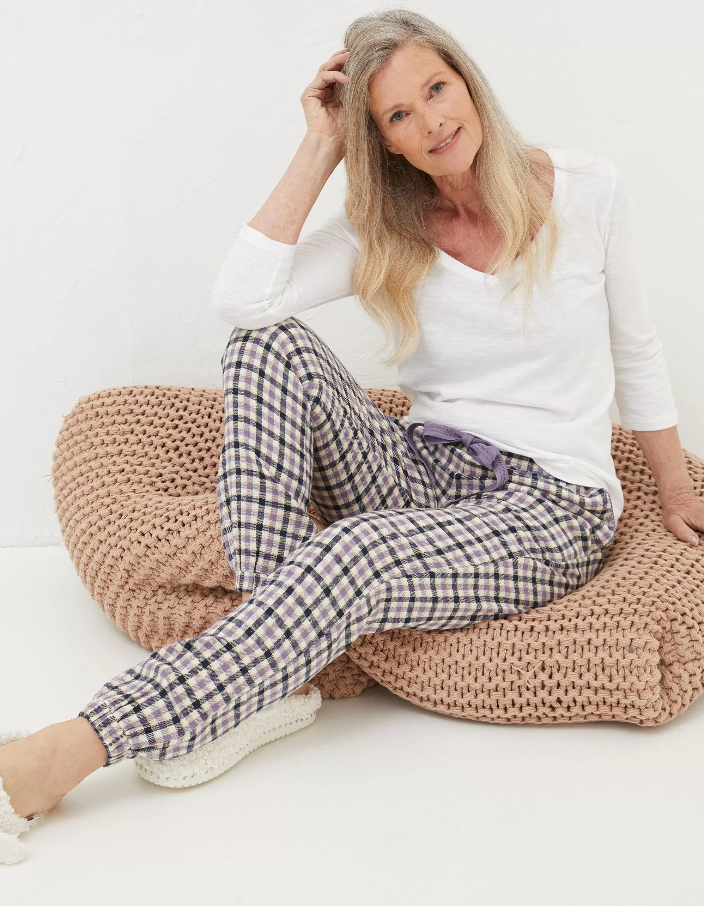 Sale FatFace Cora Gingham Pyjama Bottoms Ivory