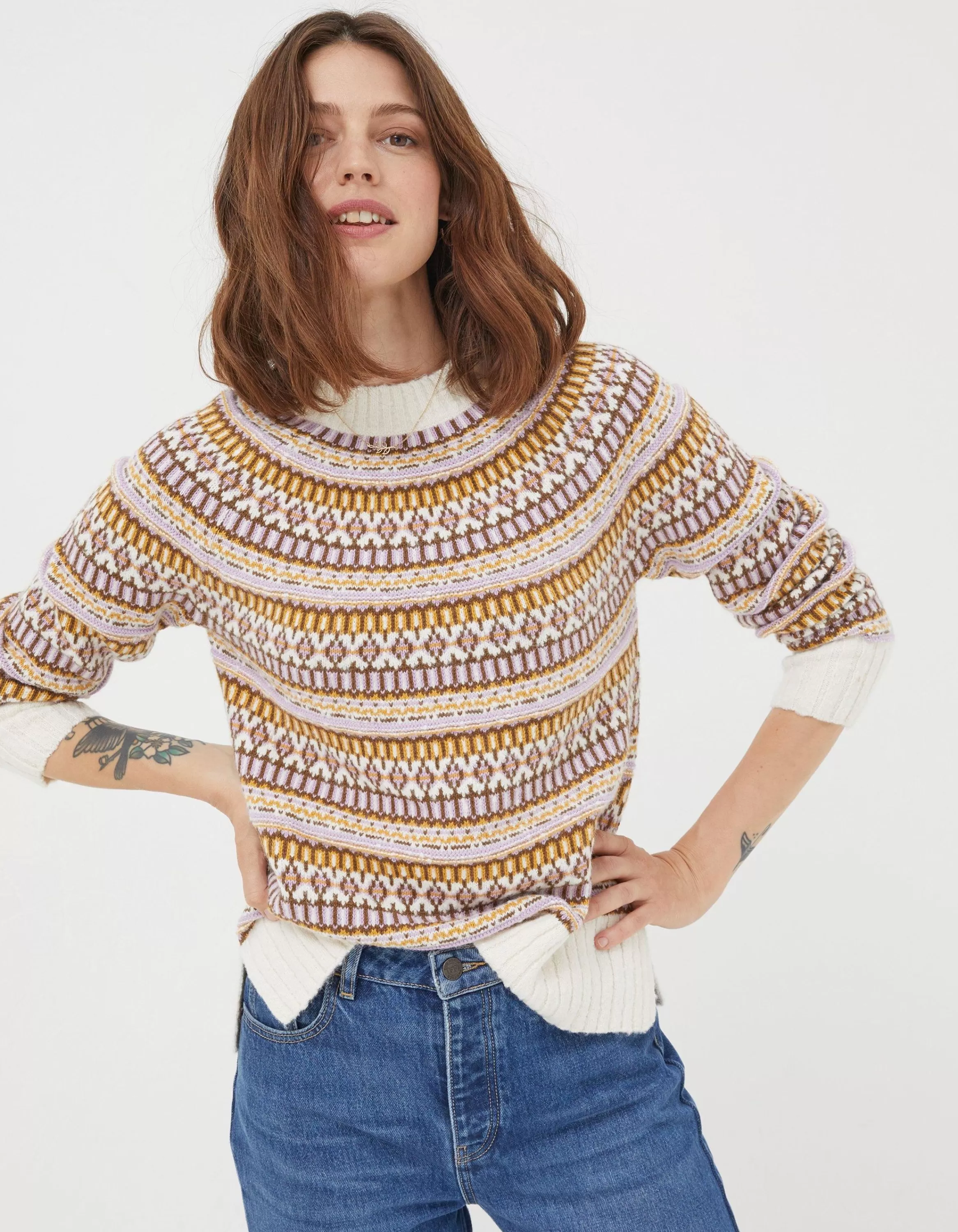 New FatFace Coraline Fairisle Jumper Multi