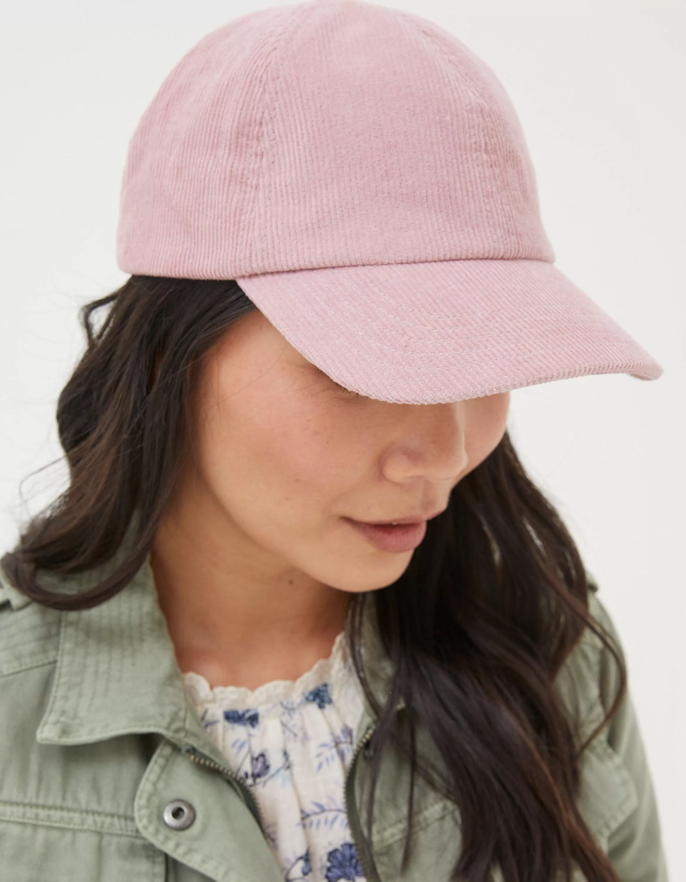 Hot FatFace Cord Baseball Cap Rose Pink