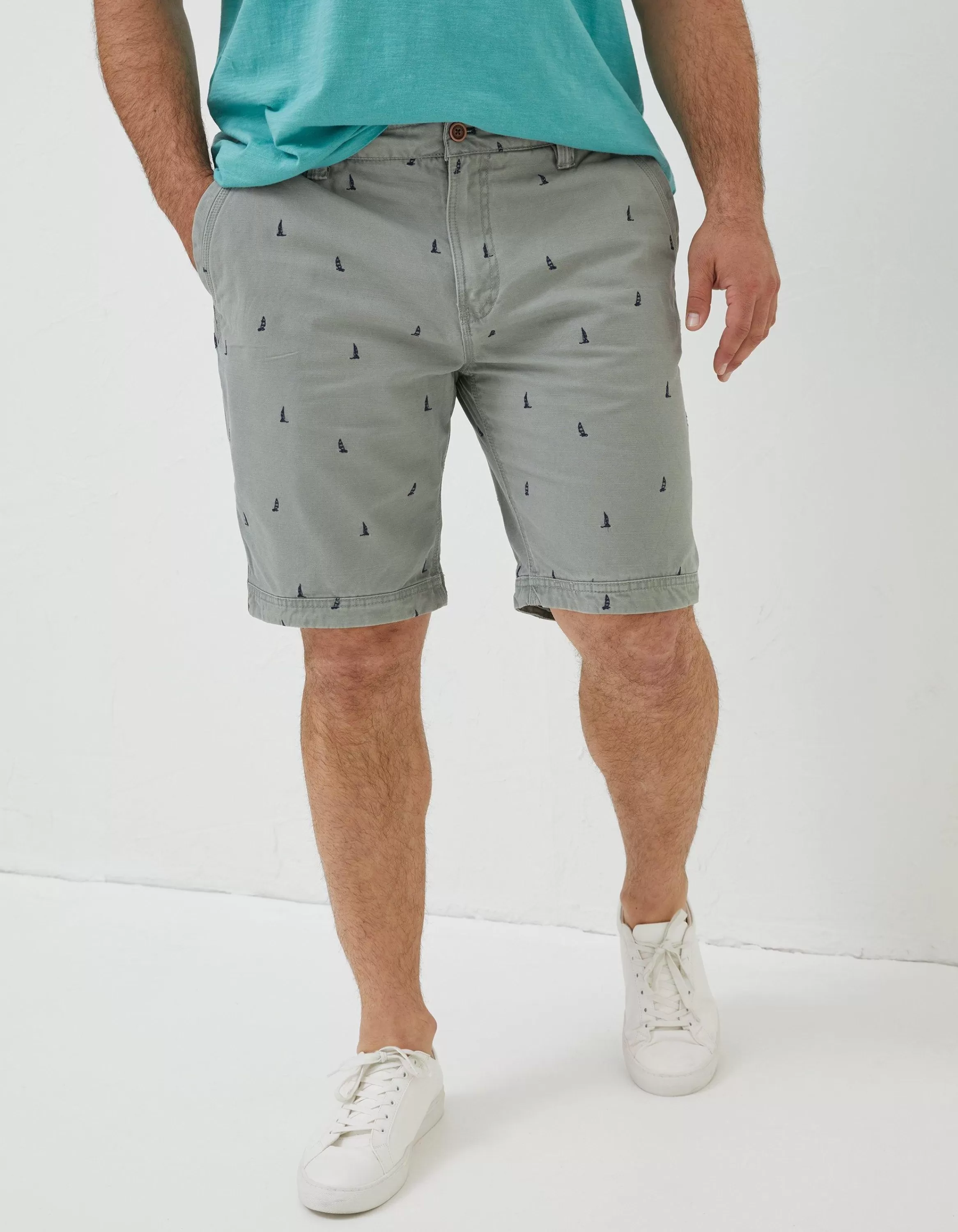 Discount FatFace Cove Boat Embroidered Shorts Light Sage